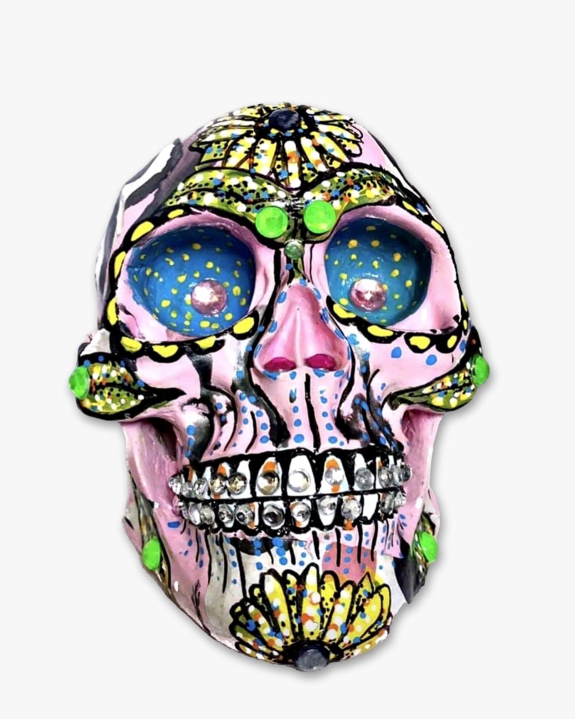 Hawaiian Rail Skull ( Hand Painted Sculpture )