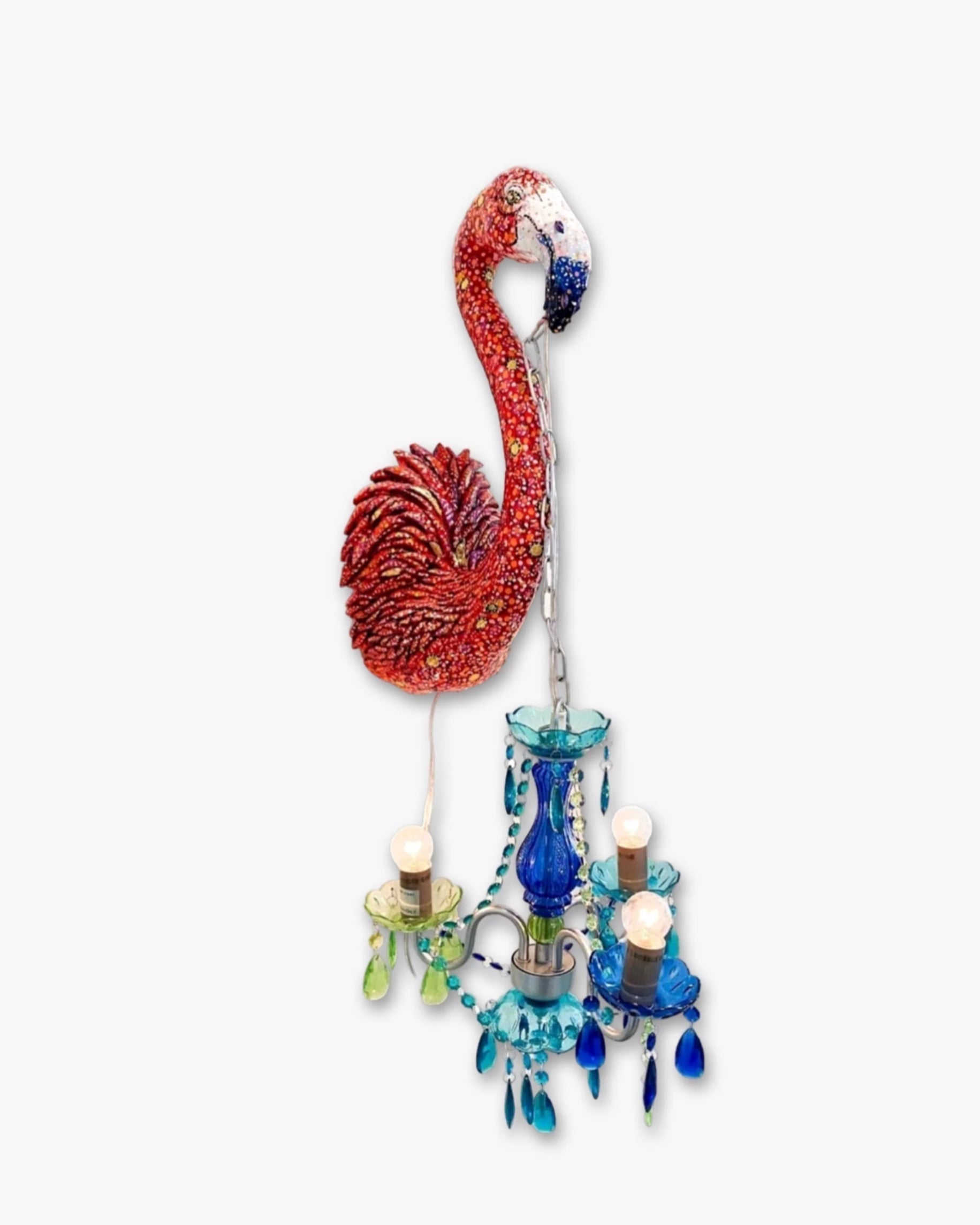Salty Flamingo ( Hand Painted Chandelier Sculpture )