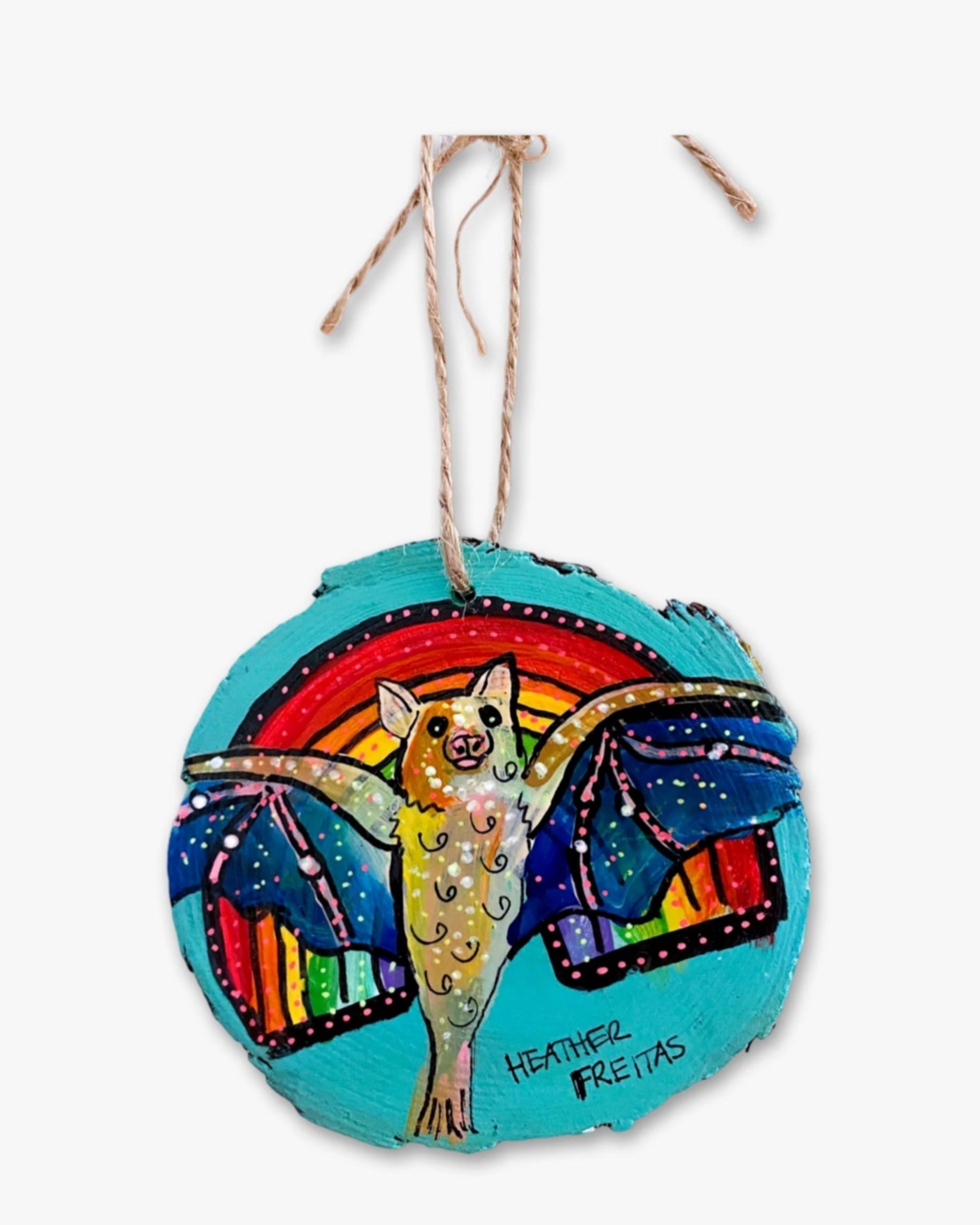 Rainbow Bat - Hand Painted Ornament