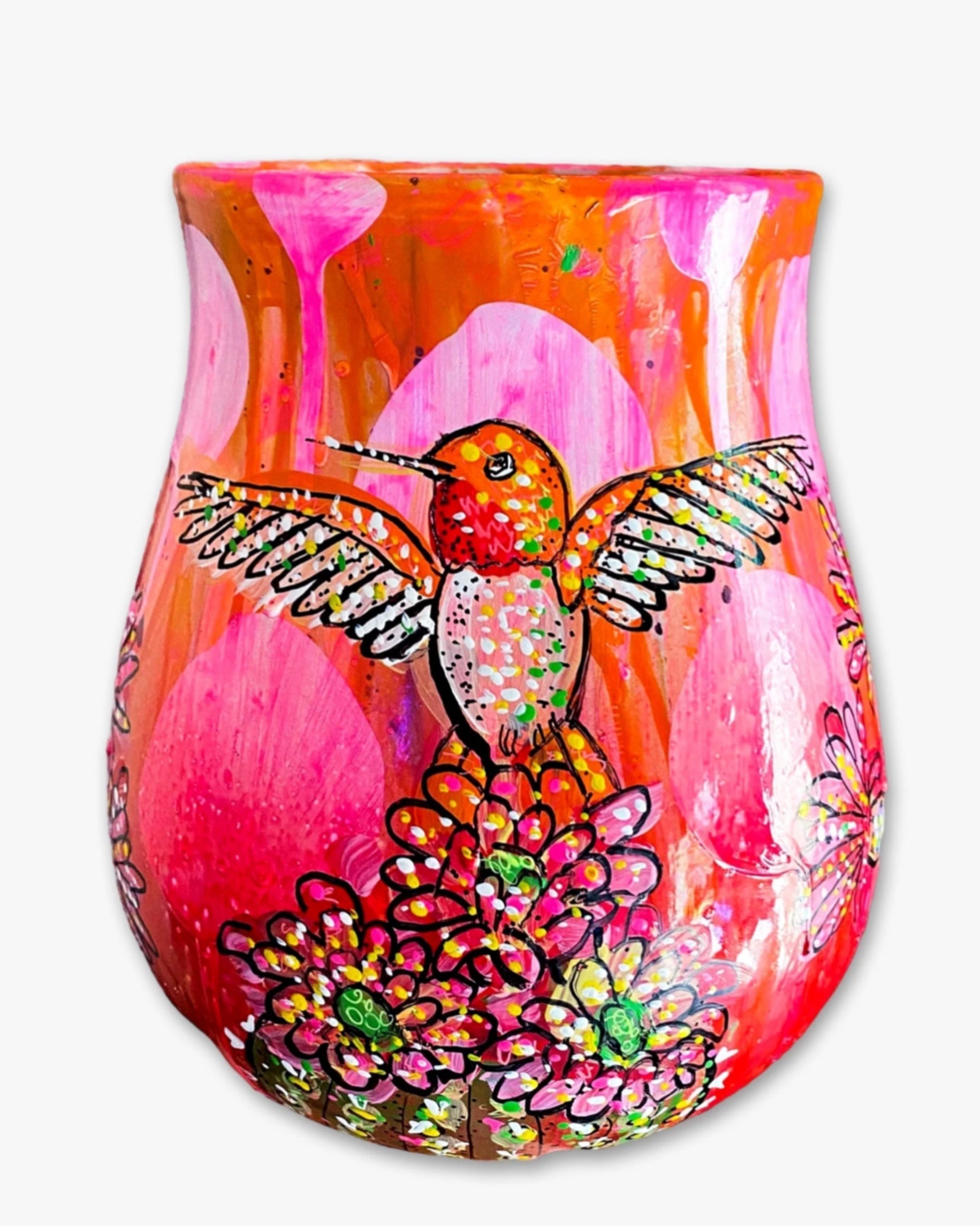 Strawberry Sunset Hummingbirds Planter