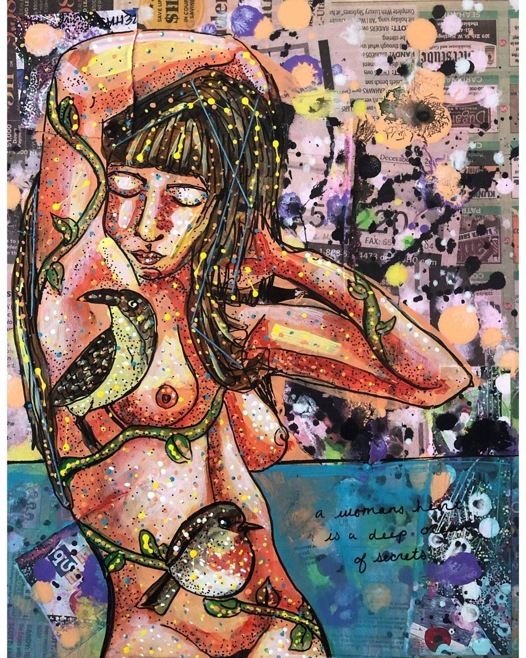 A Woman’s Heart Is A Deep Ocean Of Secrets - figurative Original art - Heather Freitas