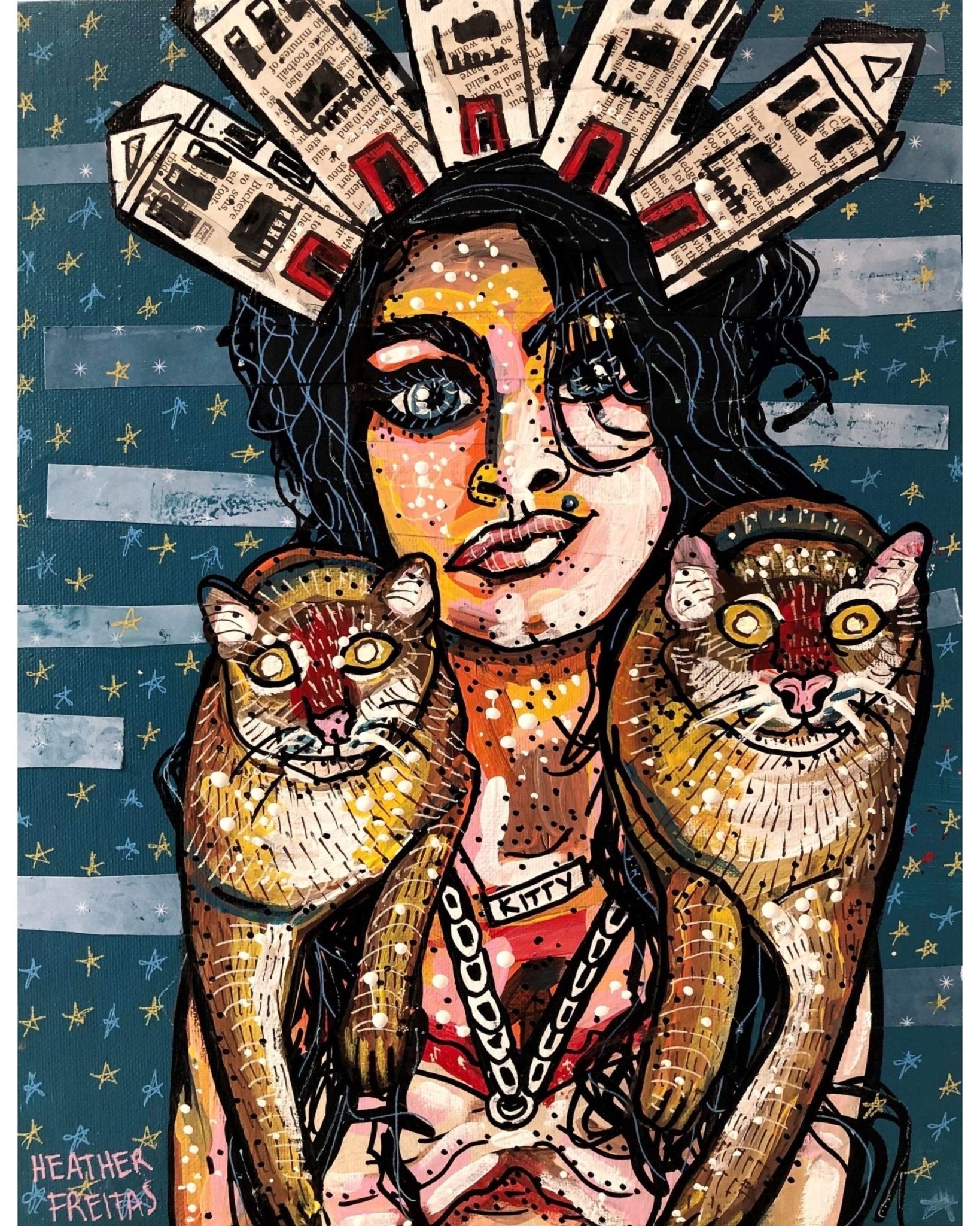 Amy And The Borneo Bay Cat - Heather Freitas - fine art home deccor
