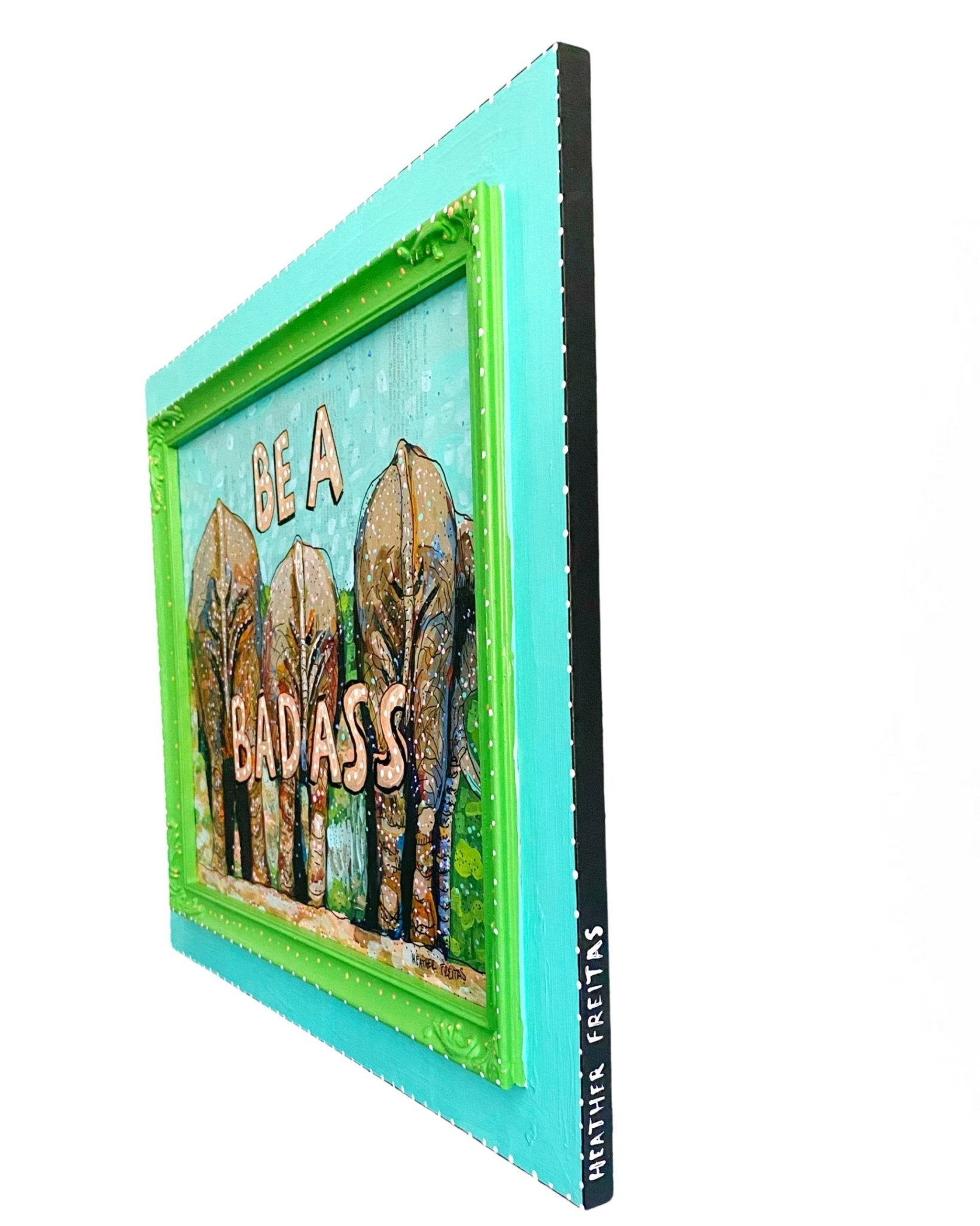 Be A Badass Elephant Animal Butt Edition ( Original Painting ) - Heather Freitas - fine art home deccor