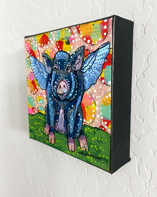 Big Momma Flying Pig ( Original Painting ) - Heather Freitas - fine art home deccor