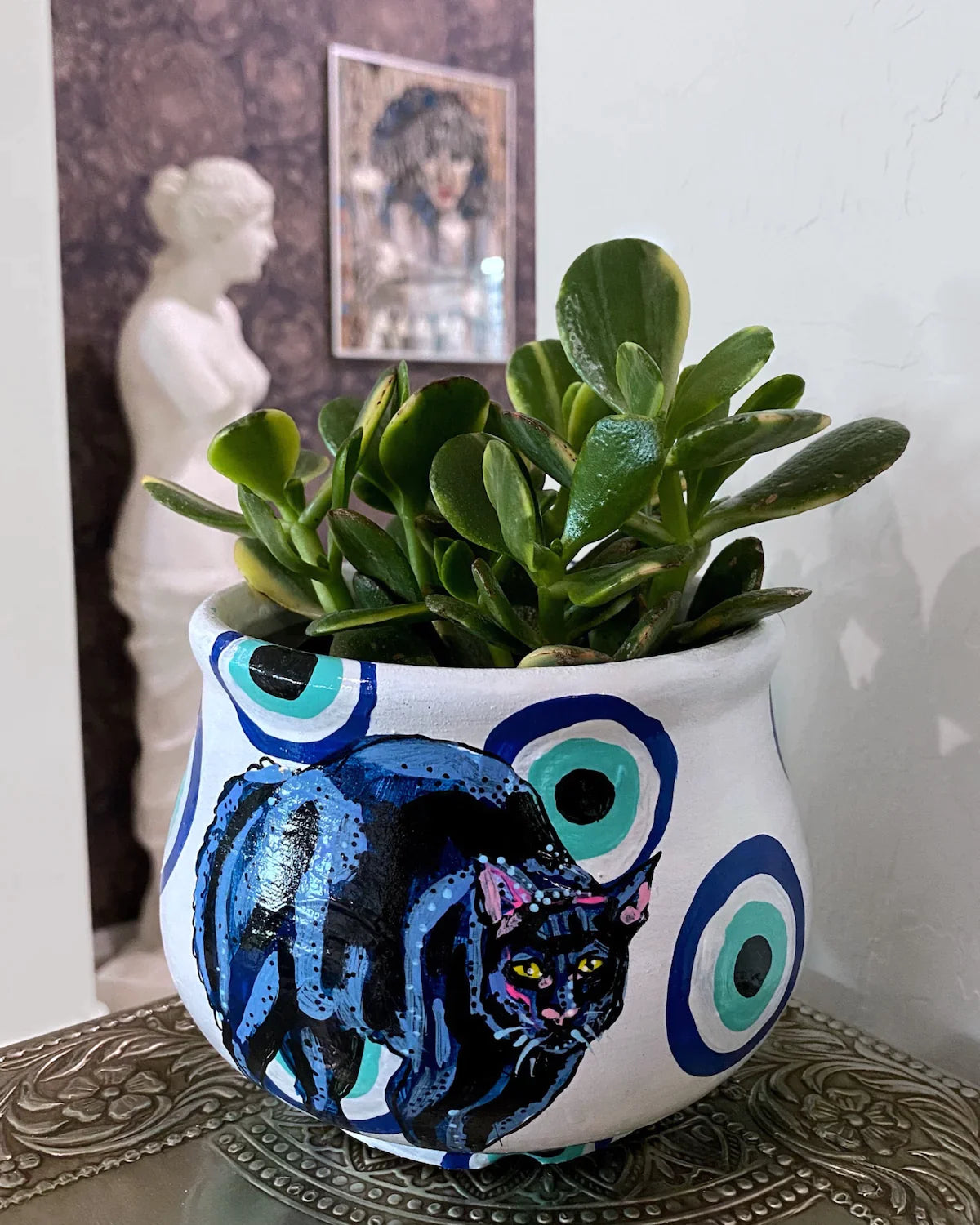 Black Cats & Evil Eyes Planter - Heather Freitas - fine art home deccor