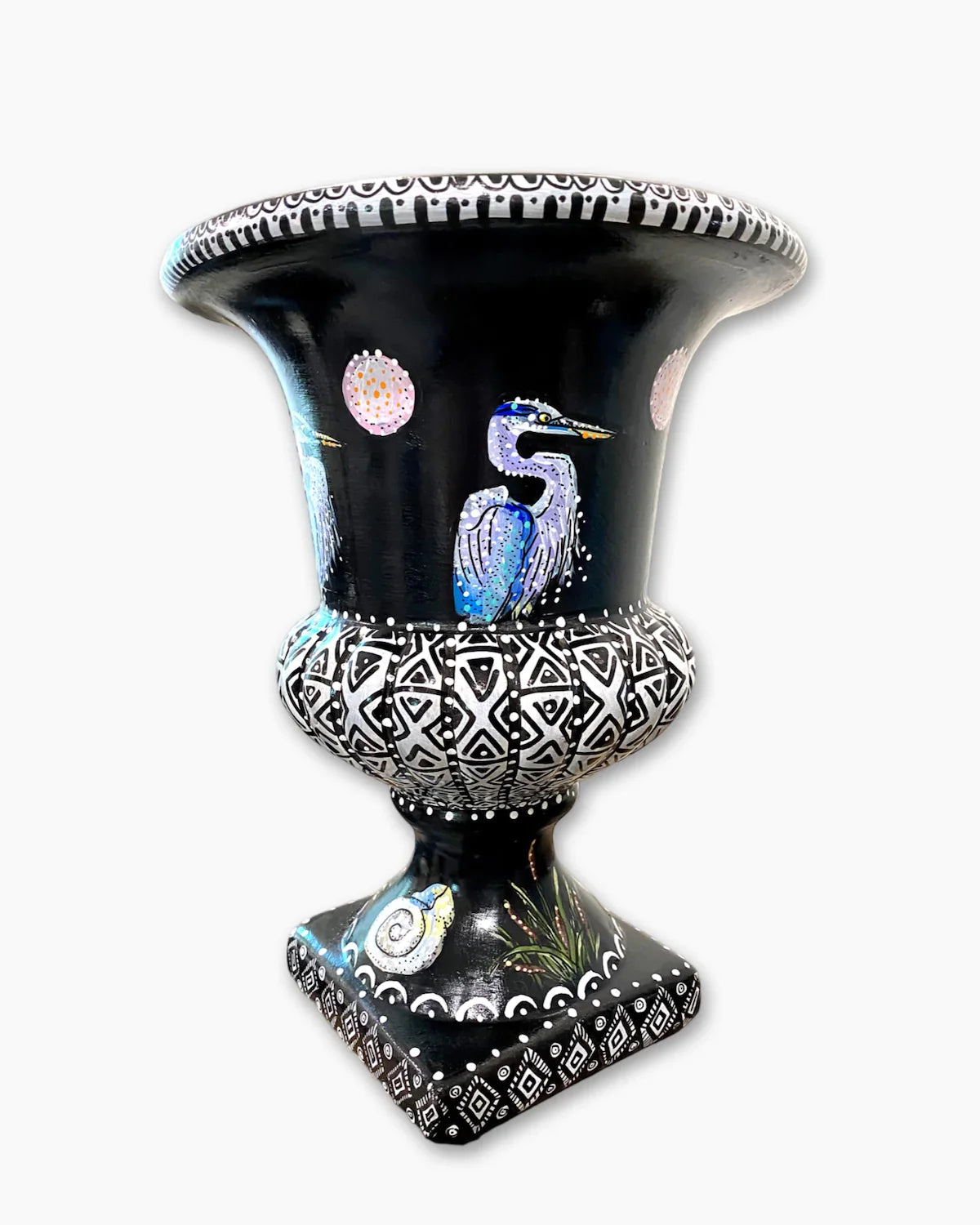 Blue Heron Lakeside Urn - Heather Freitas - fine art home deccor