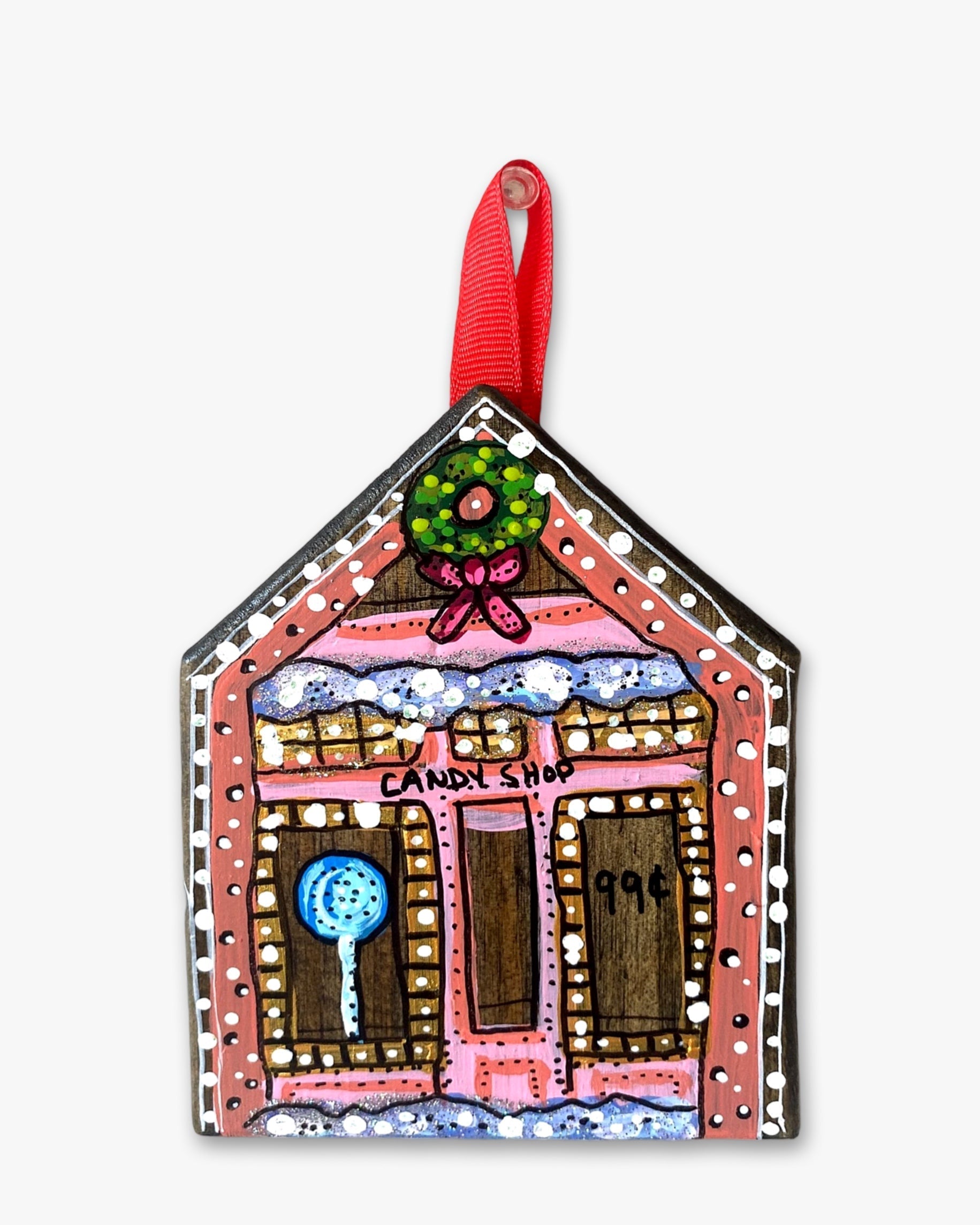 Candy Shop - Hand Painted Ornament - Heather Freitas - fine art home deccor