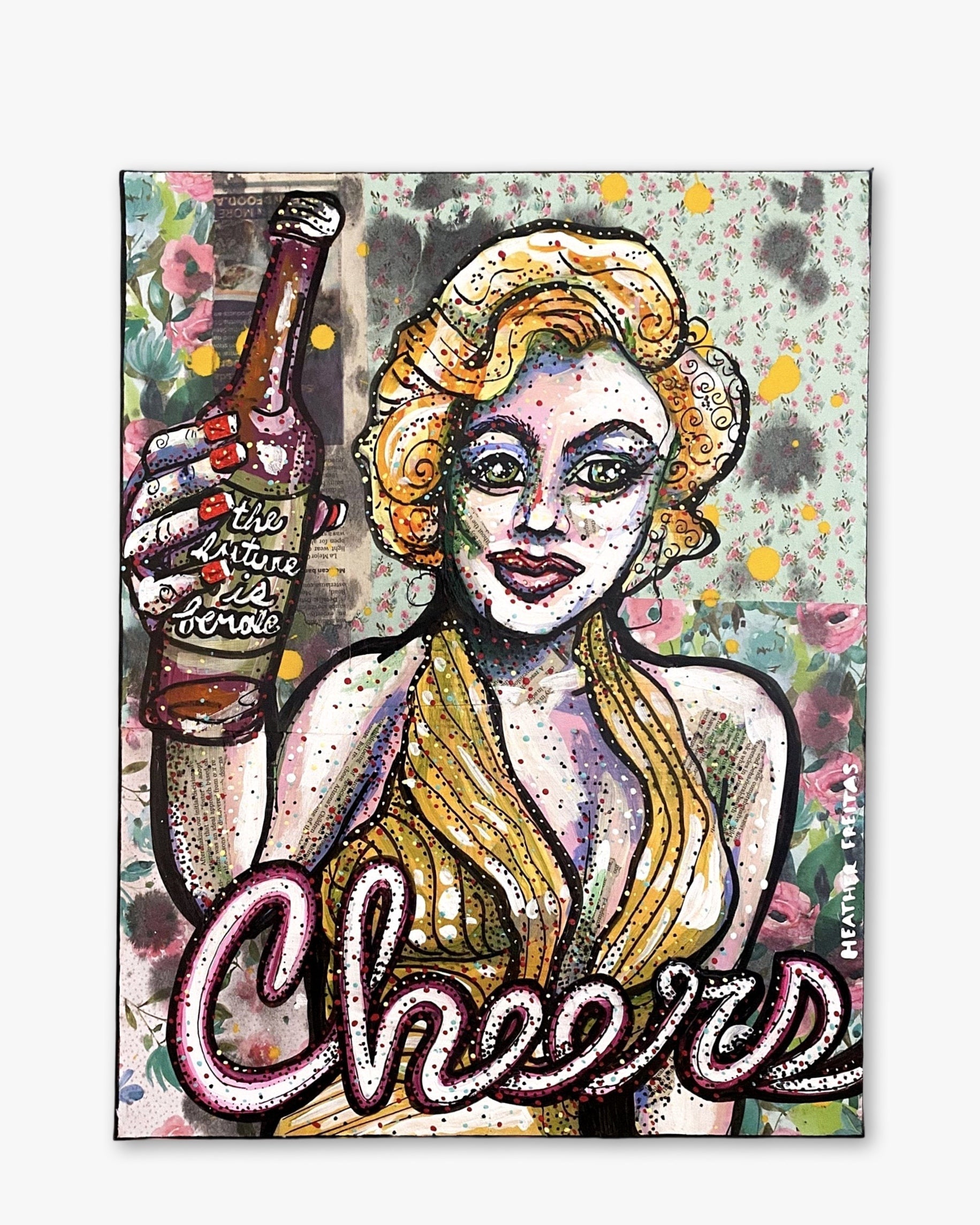 Cheers : The Future Is Female ( Original Painting ) - Heather Freitas - fine art home deccor