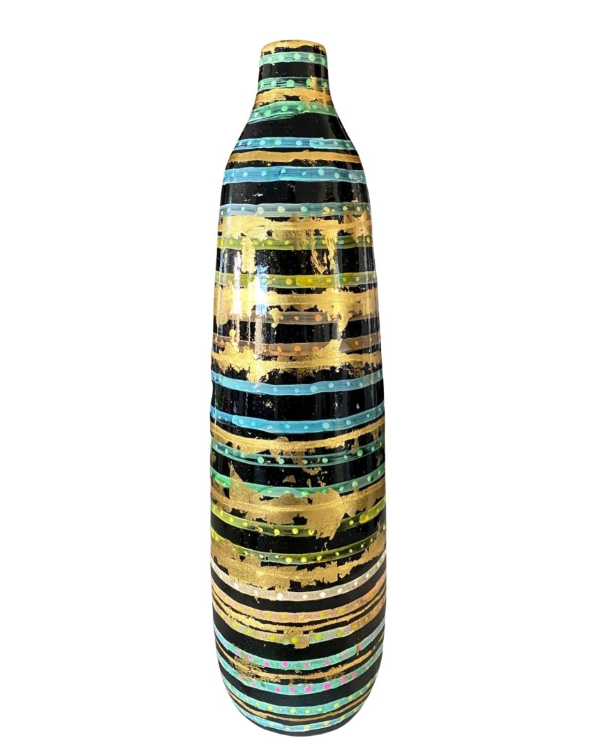 Cleopatra XL Vase With 23k Gold Accents - Heather Freitas - fine art home deccor