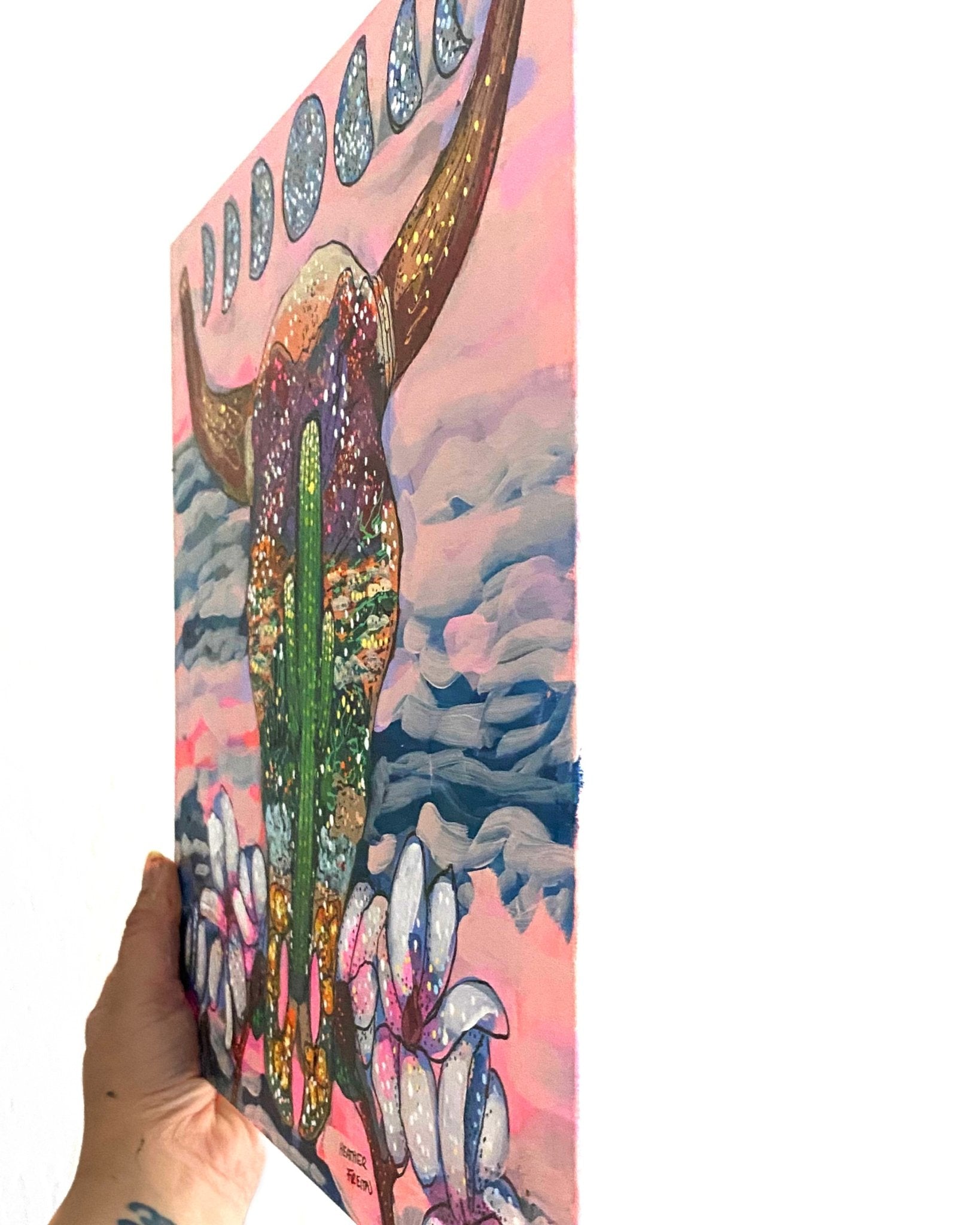 Desert Cow Skull ( Original Painting ) - Heather Freitas - fine art home deccor