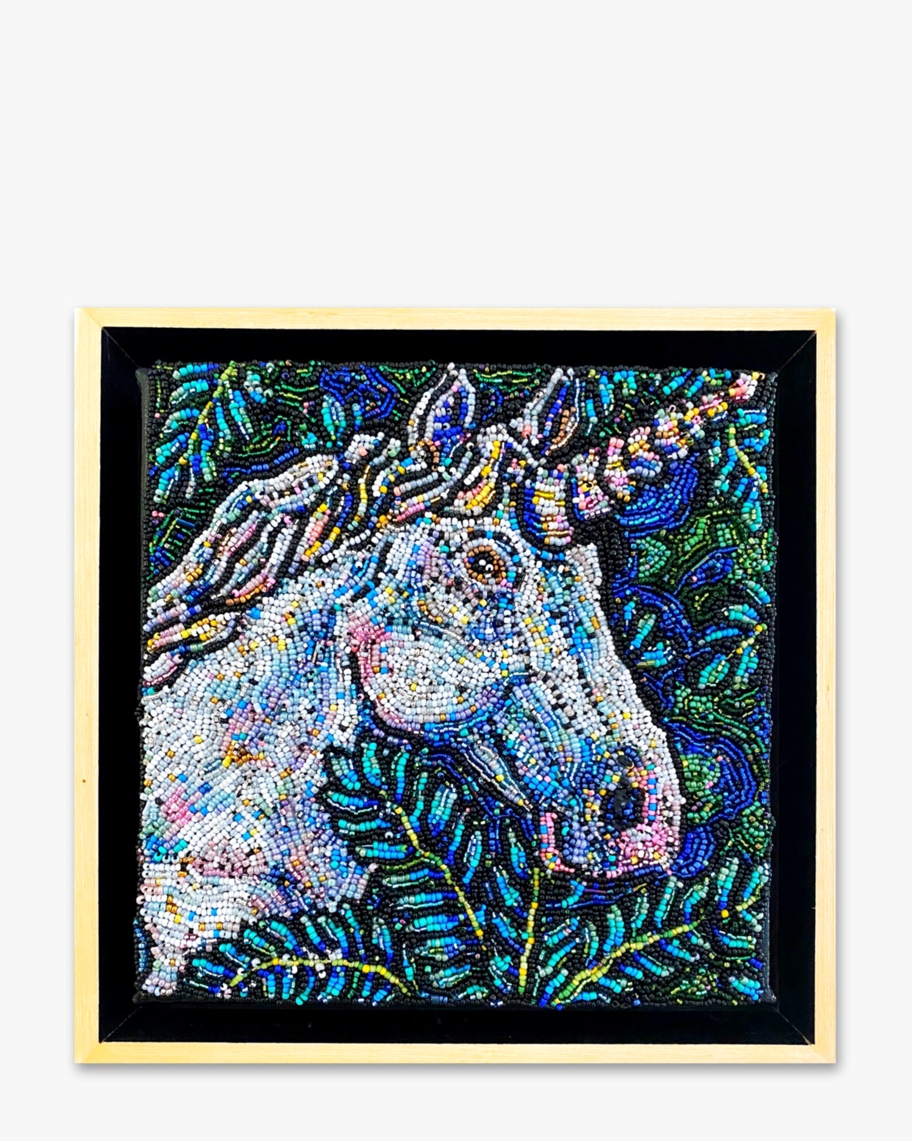 Emerald Unicorn - Fully Beaded Artwork - Heather Freitas - fine art home deccor