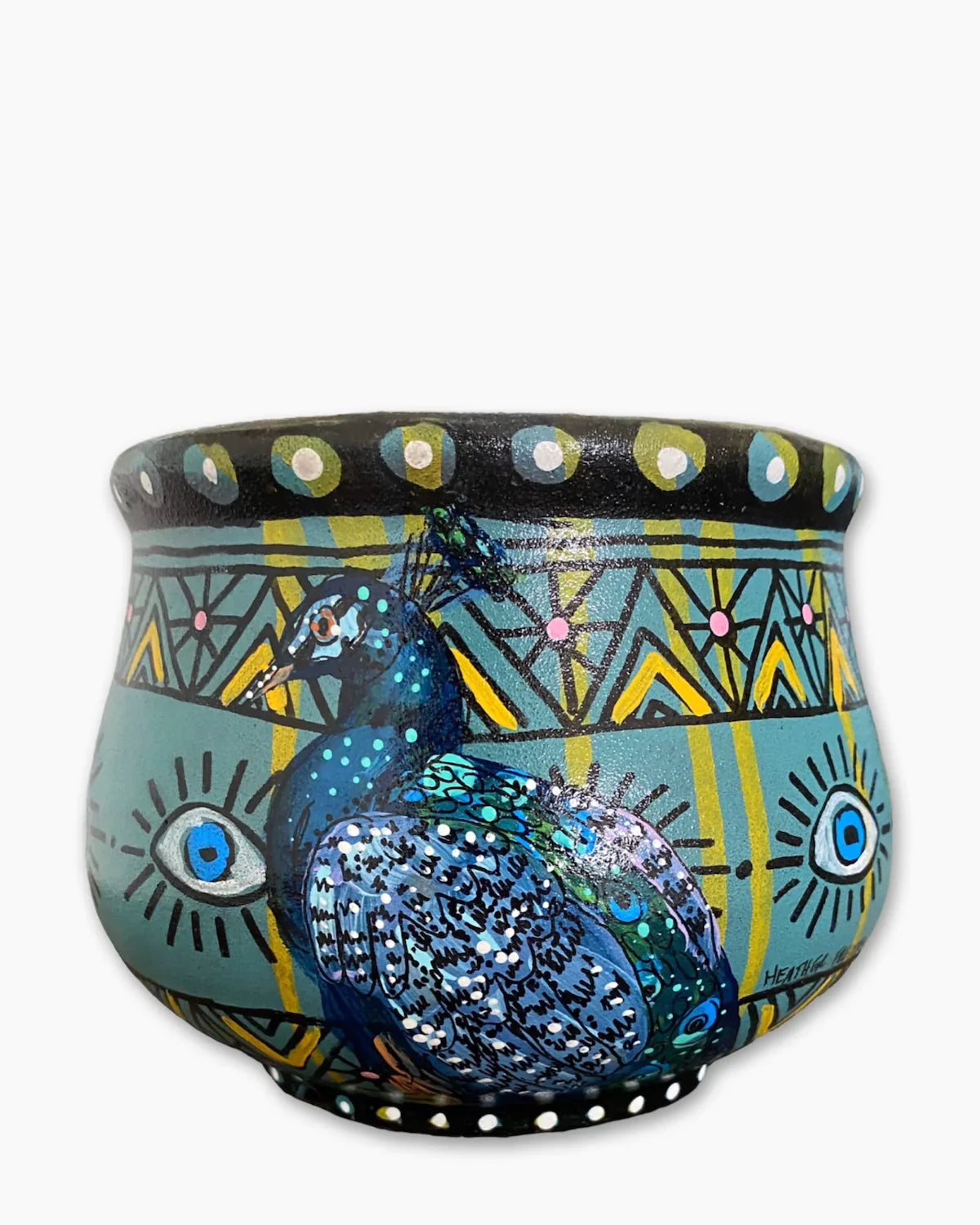 Enchanting Peacock Planter - Heather Freitas - fine art home deccor