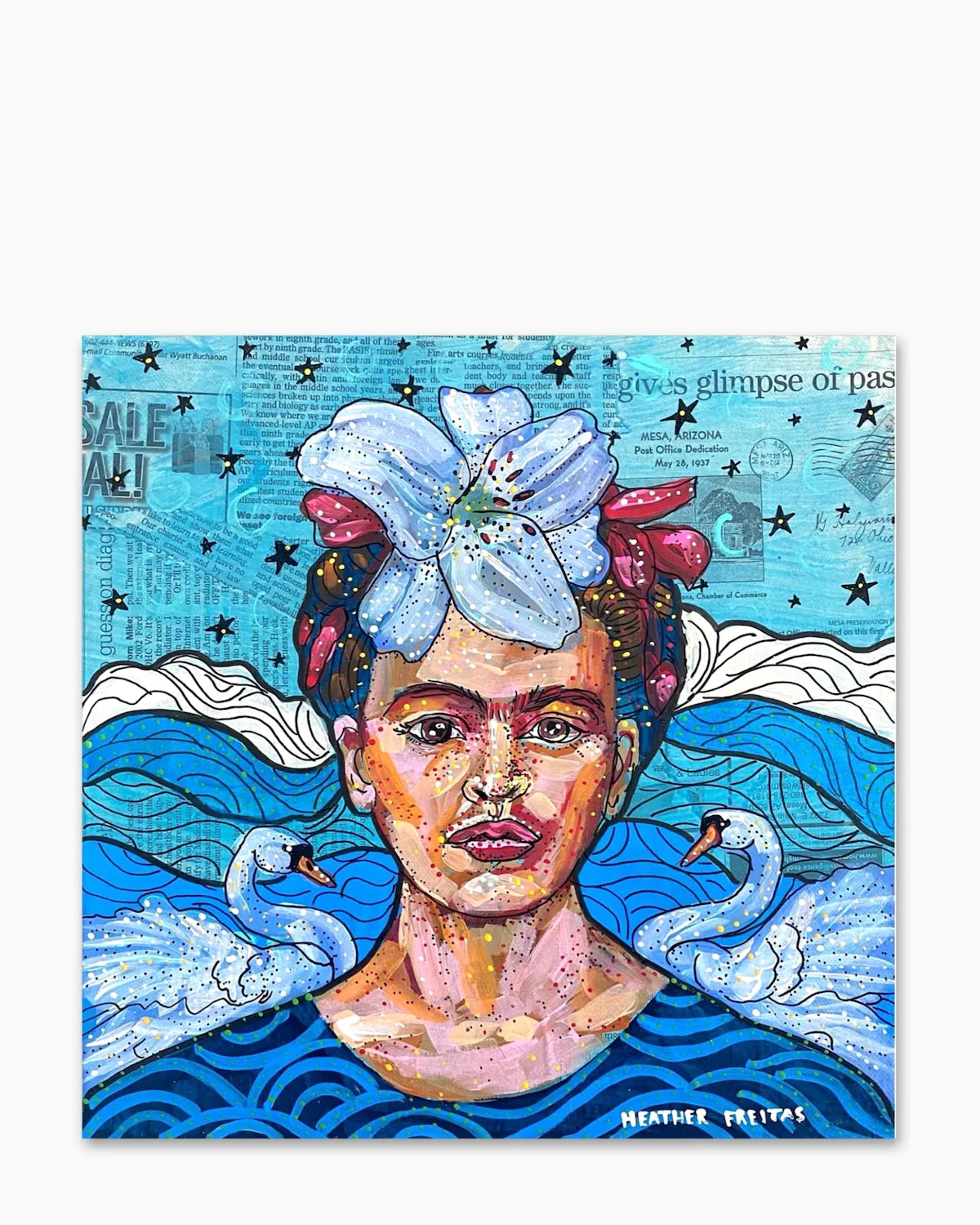 Frida & The Swan ( Original Painting ) - Heather Freitas - fine art home deccor