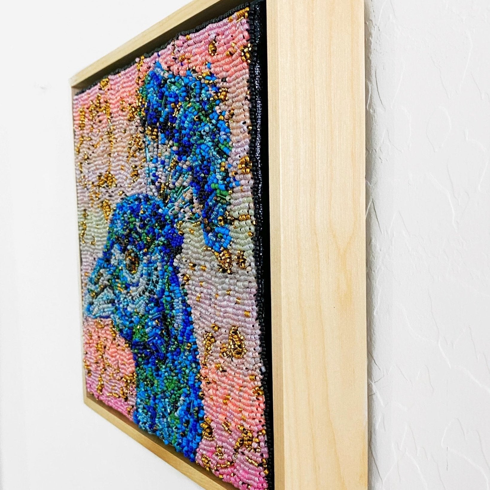 Golden Hour Peacock ( Fully Beaded Artwork ) - Heather Freitas - fine art home deccor