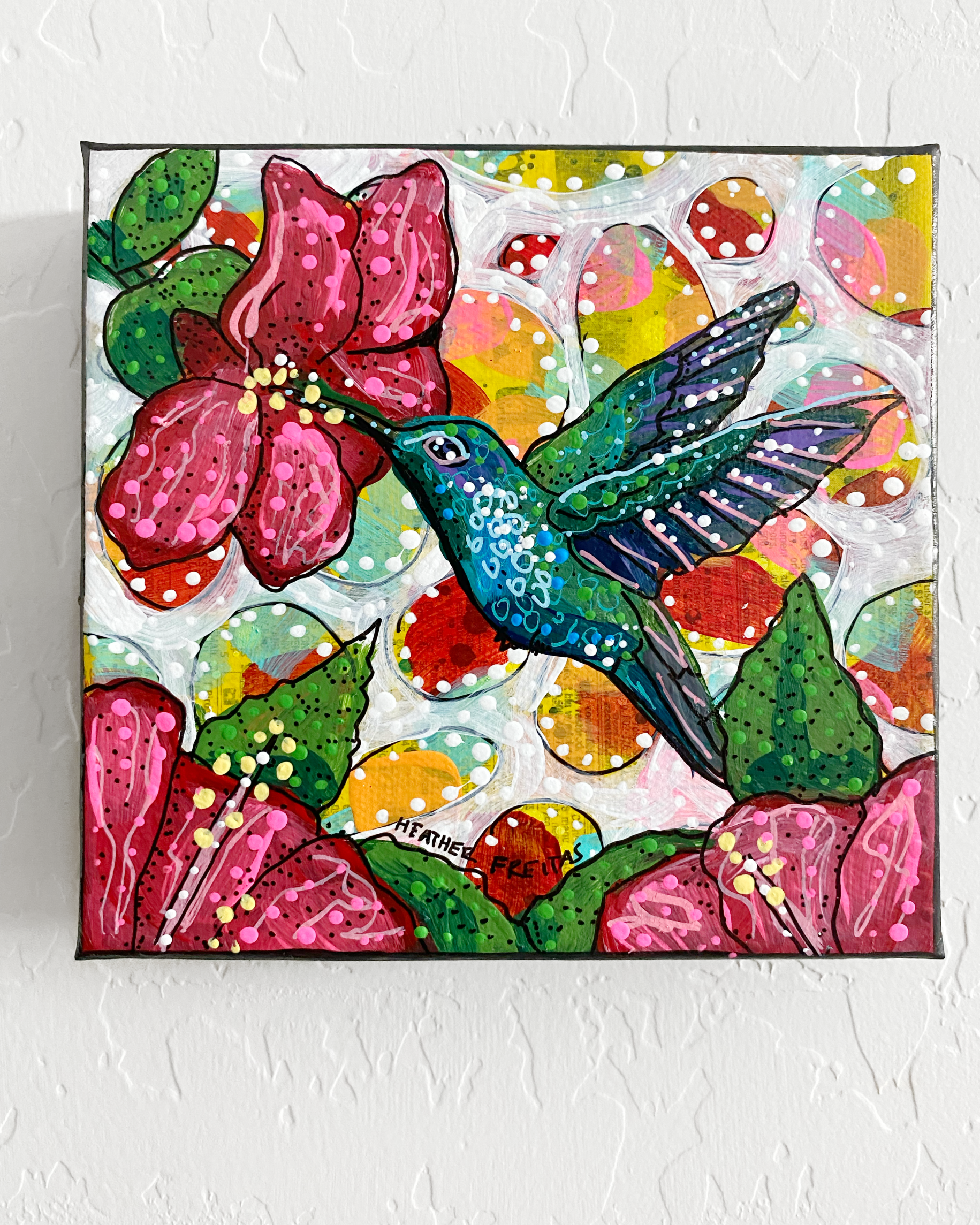 Hibiscus Hummingbird ( Original Painting ) - Heather Freitas - fine art home deccor