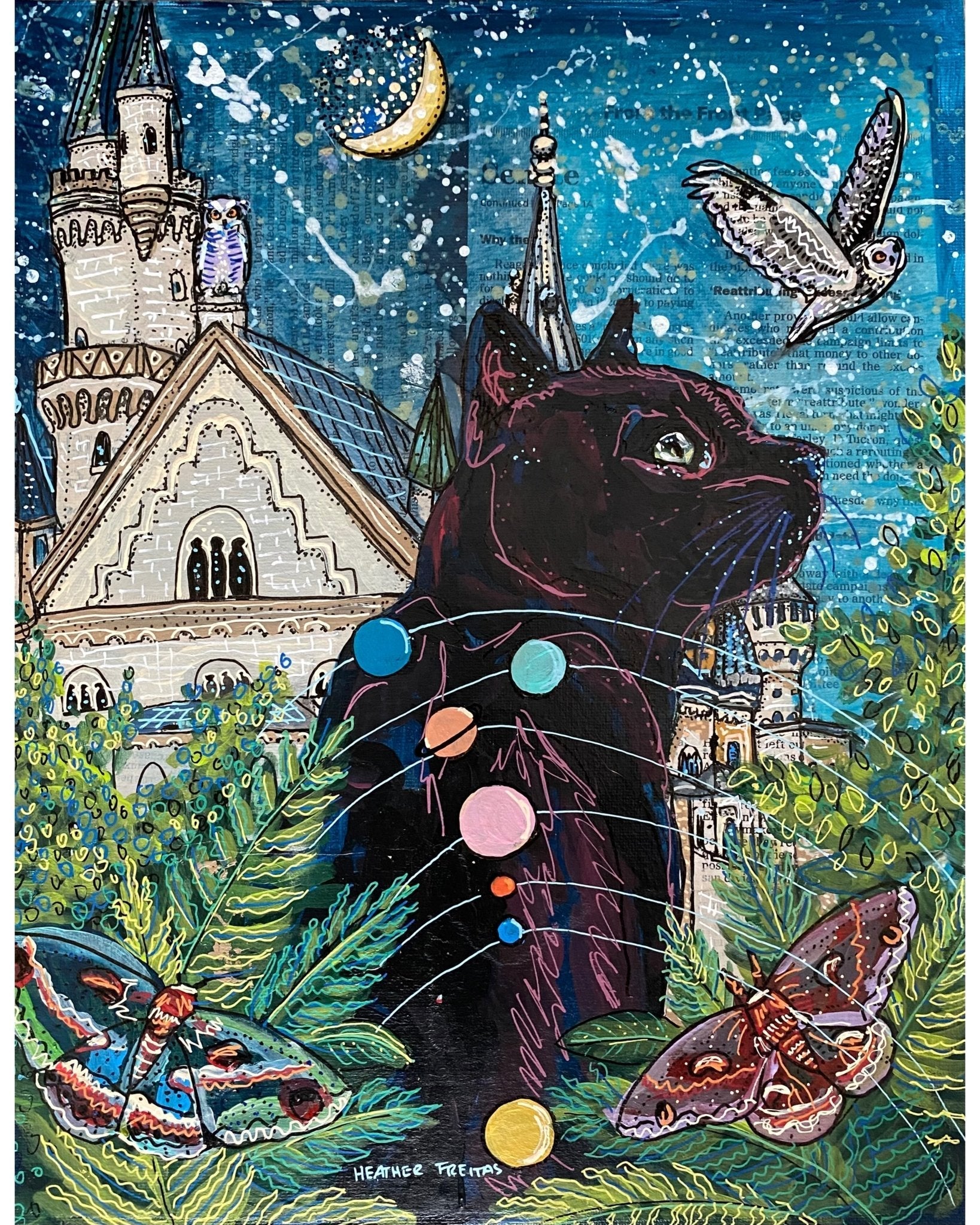Jupiter, Castle Cat ( Original Painting ) - Heather Freitas - fine art home deccor