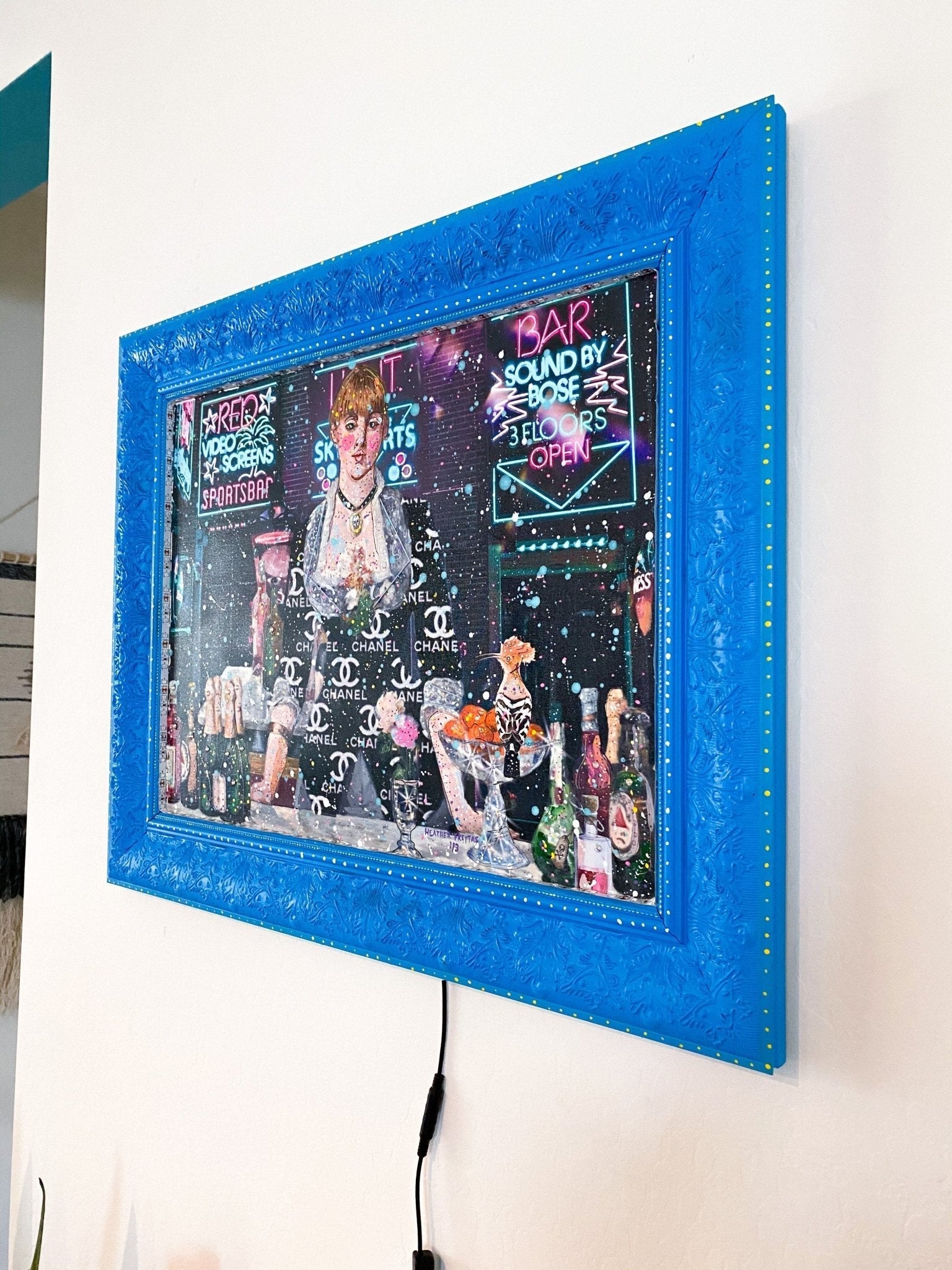 Lady At The Bar ( Black Light Embedded ) - Heather Freitas - fine art home deccor