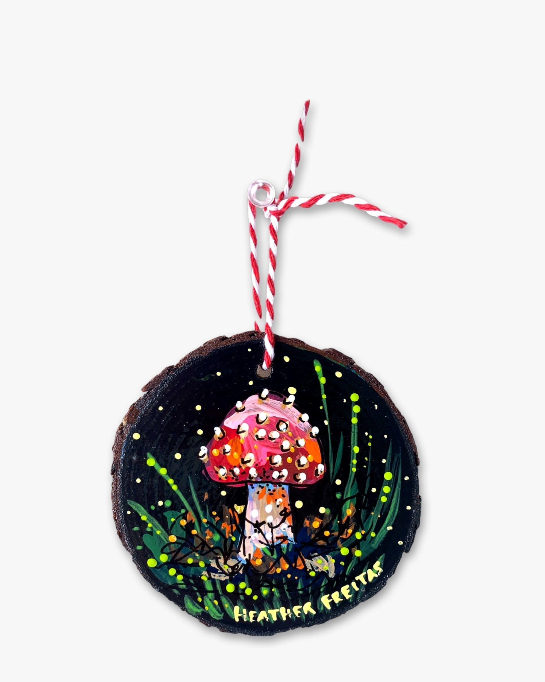 Magnificent Mushroom - Hand Painted Ornament - Heather Freitas - fine art home deccor