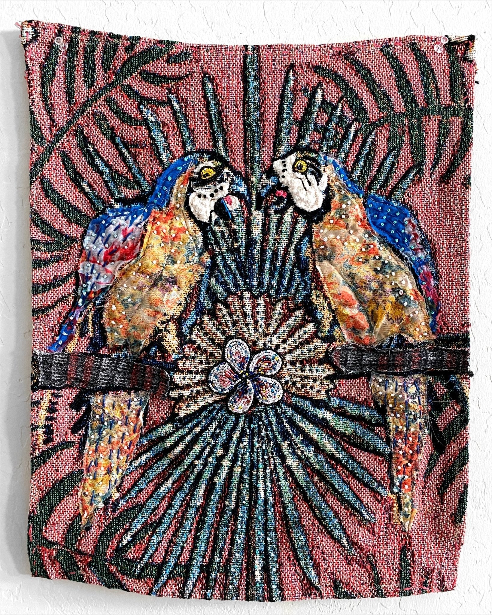 Parrot Paradise - Fine Art Tapestry With Beaded Accents - Heather Freitas