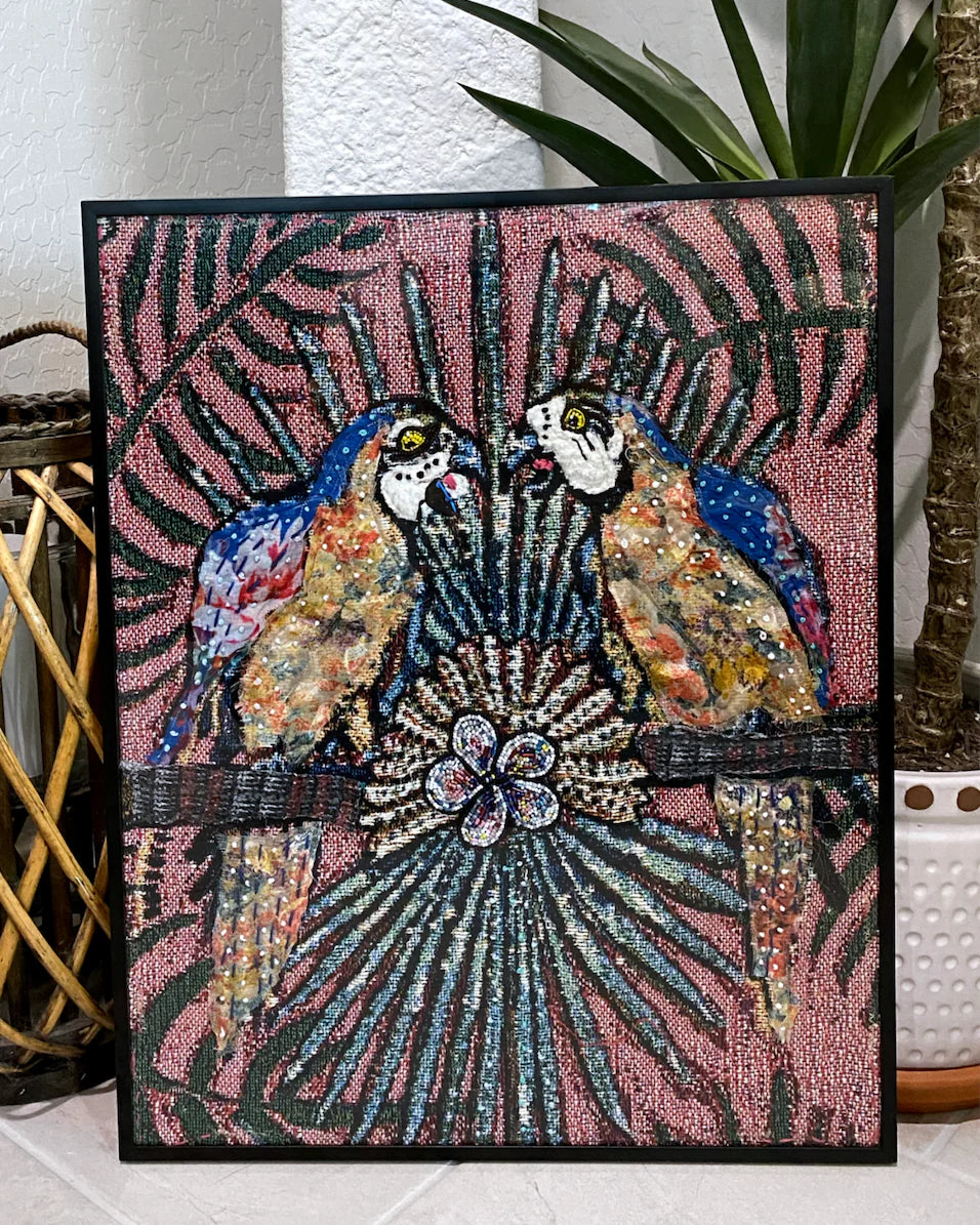 Parrot Paradise - Fine Art Tapestry With Beaded Accents - Heather Freitas 