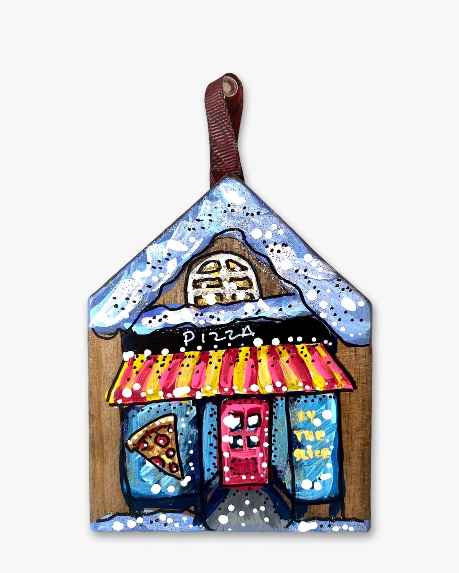 Pizza Palace - Hand Painted Ornament - Heather Freitas