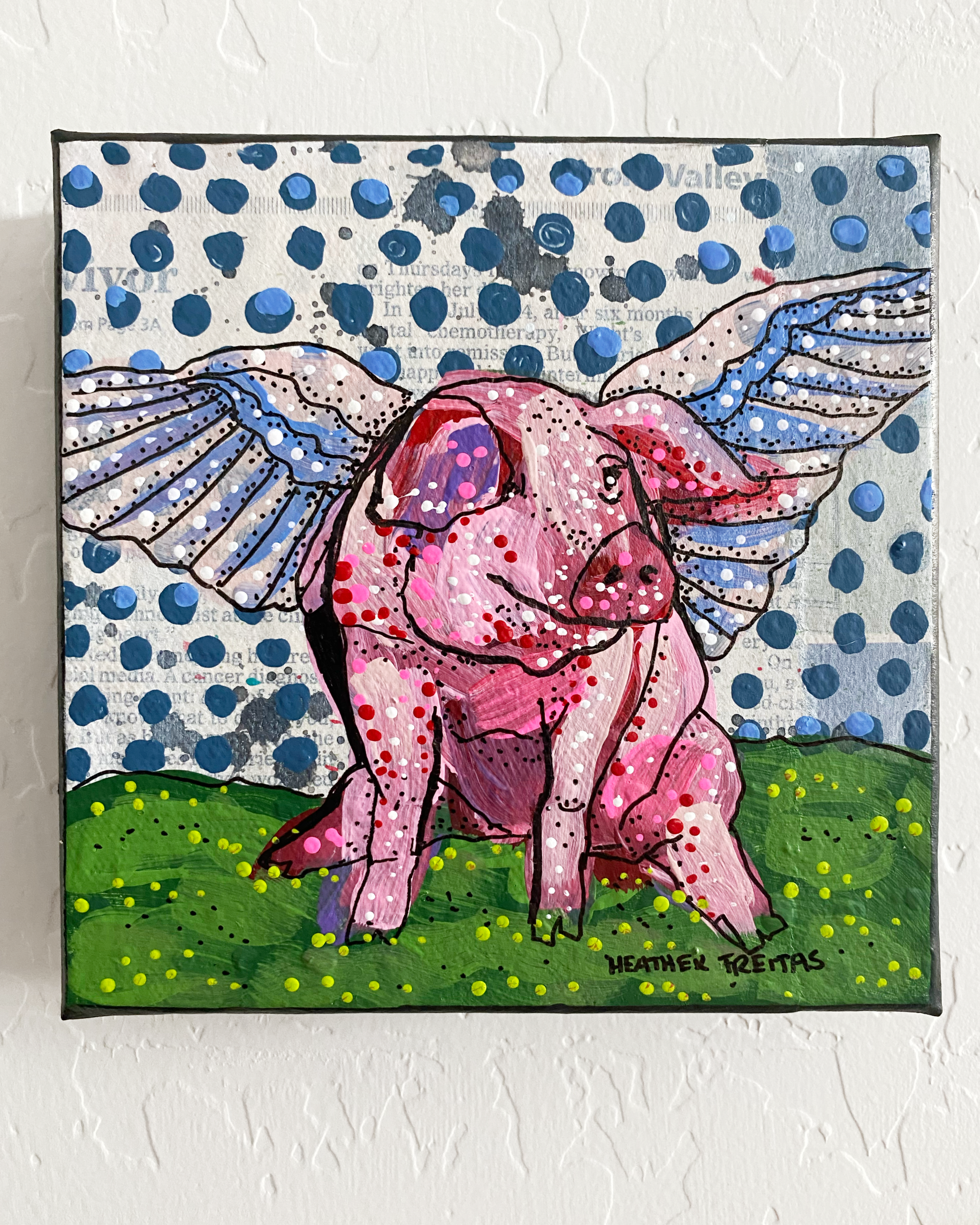 Polka Dot Flying Pig ( Original Painting )