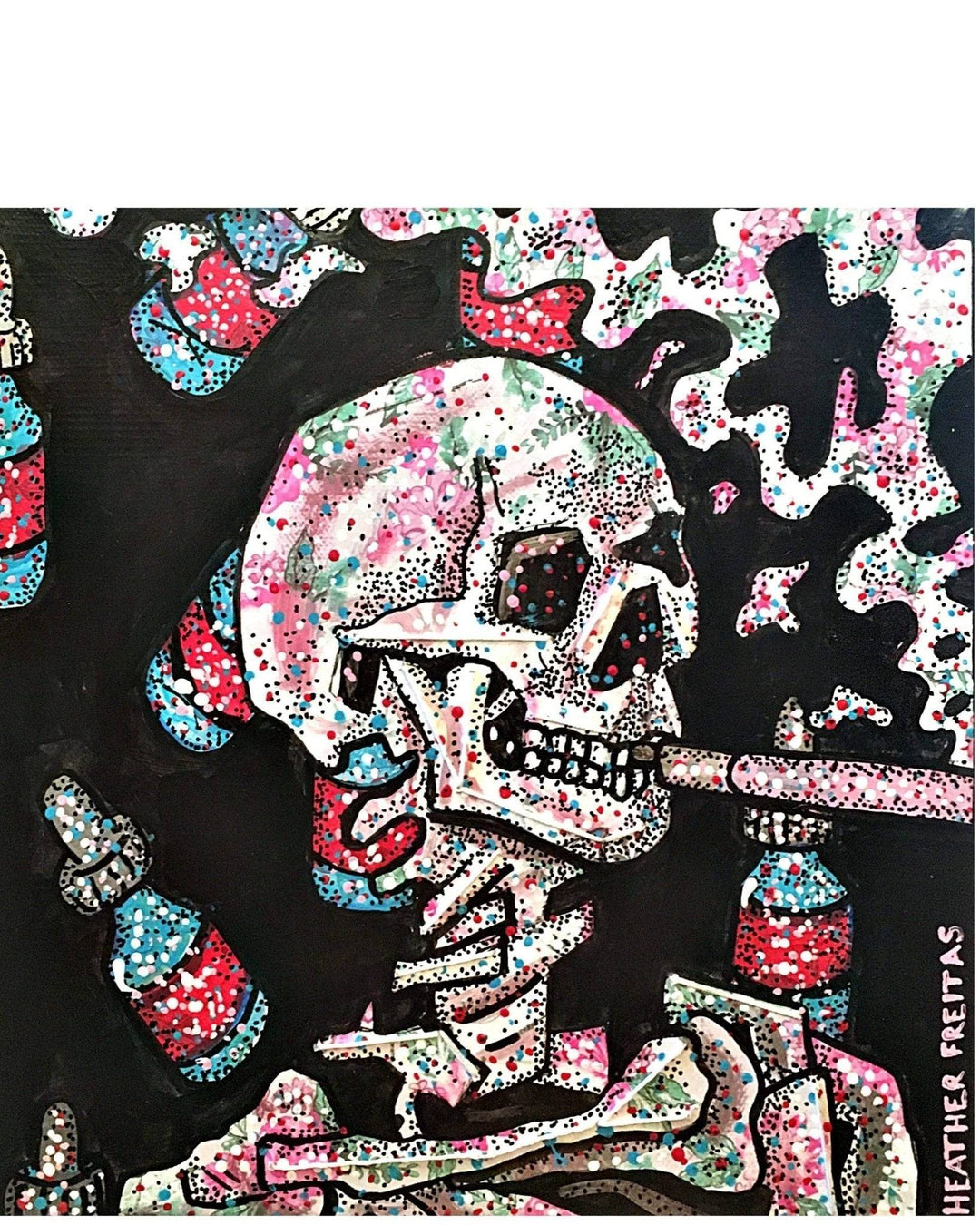 Portrait Of A Skull Smoking A Vape - Heather Freitas