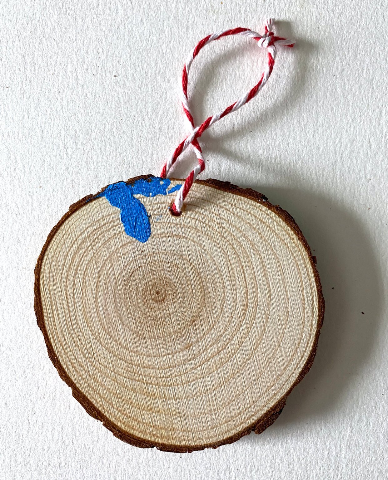 Sky Blue Star Hand Painted Santa Ornament - Heather Freitas - fine art home deccor