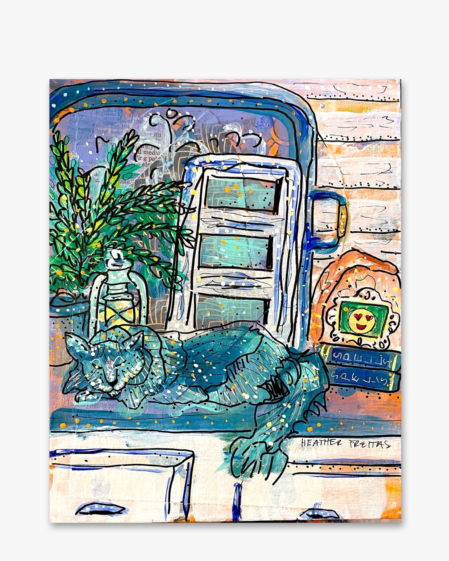 Sleeping Cat & Spells Study - Heather Freitas - fine art home deccor