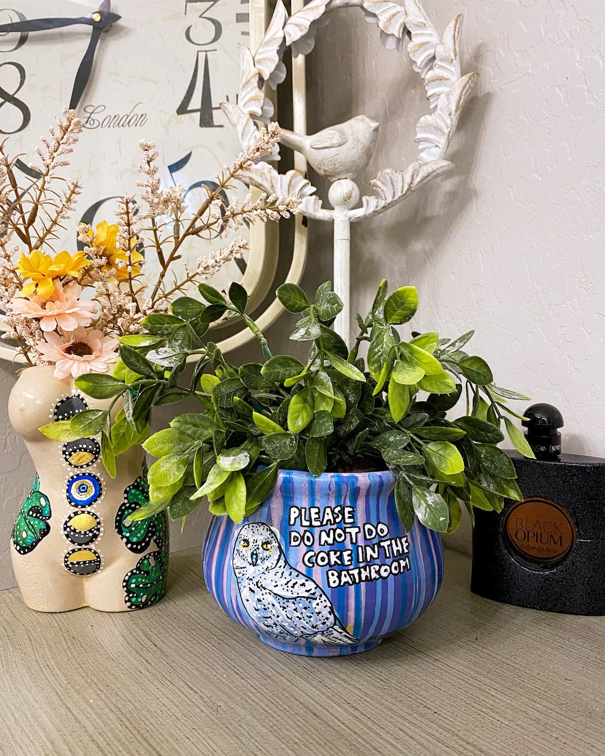 Snow Owl Planter - Heather Freitas - fine art home deccor