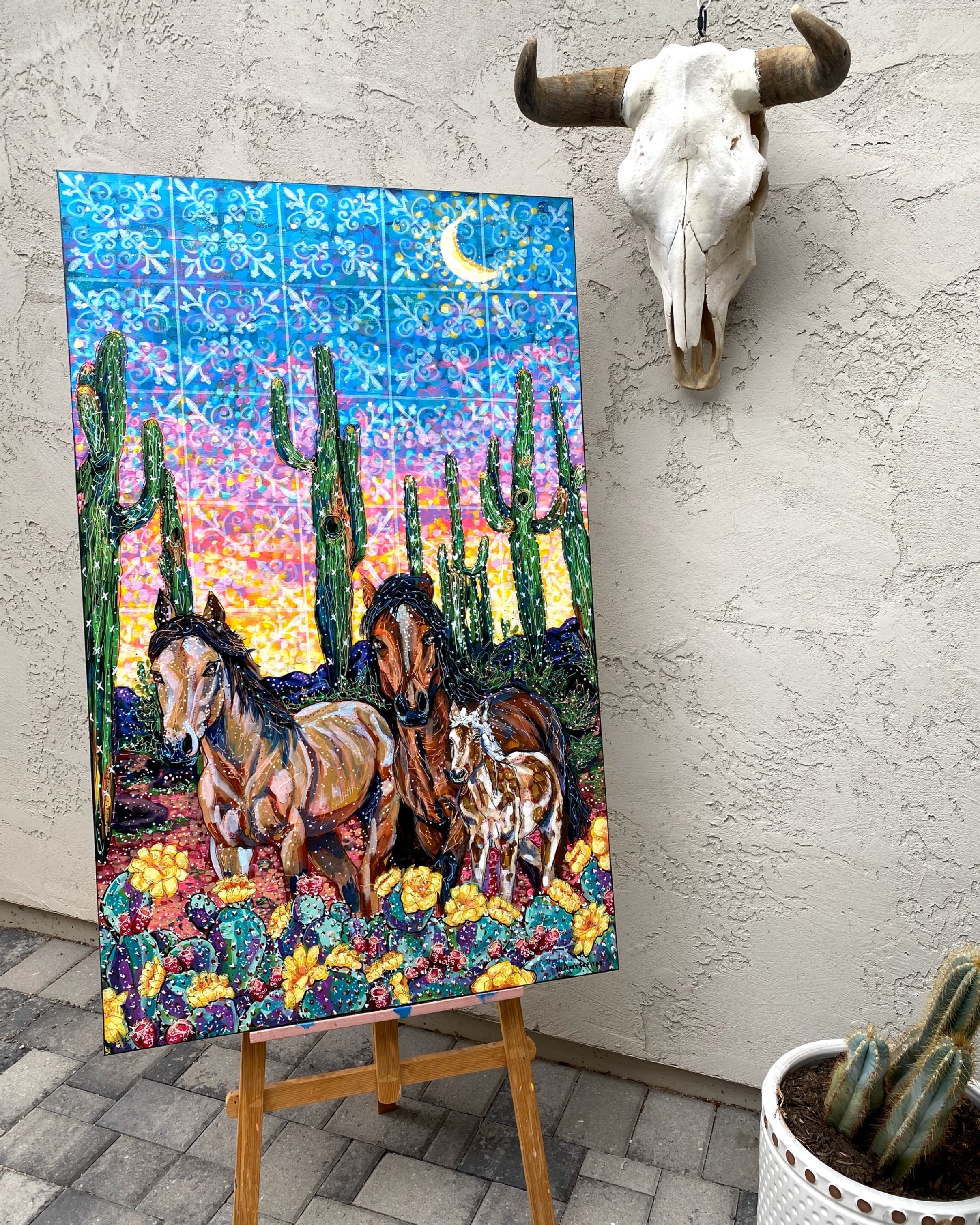 Southwestern Tile & Wild Horses - Heather Freitas 