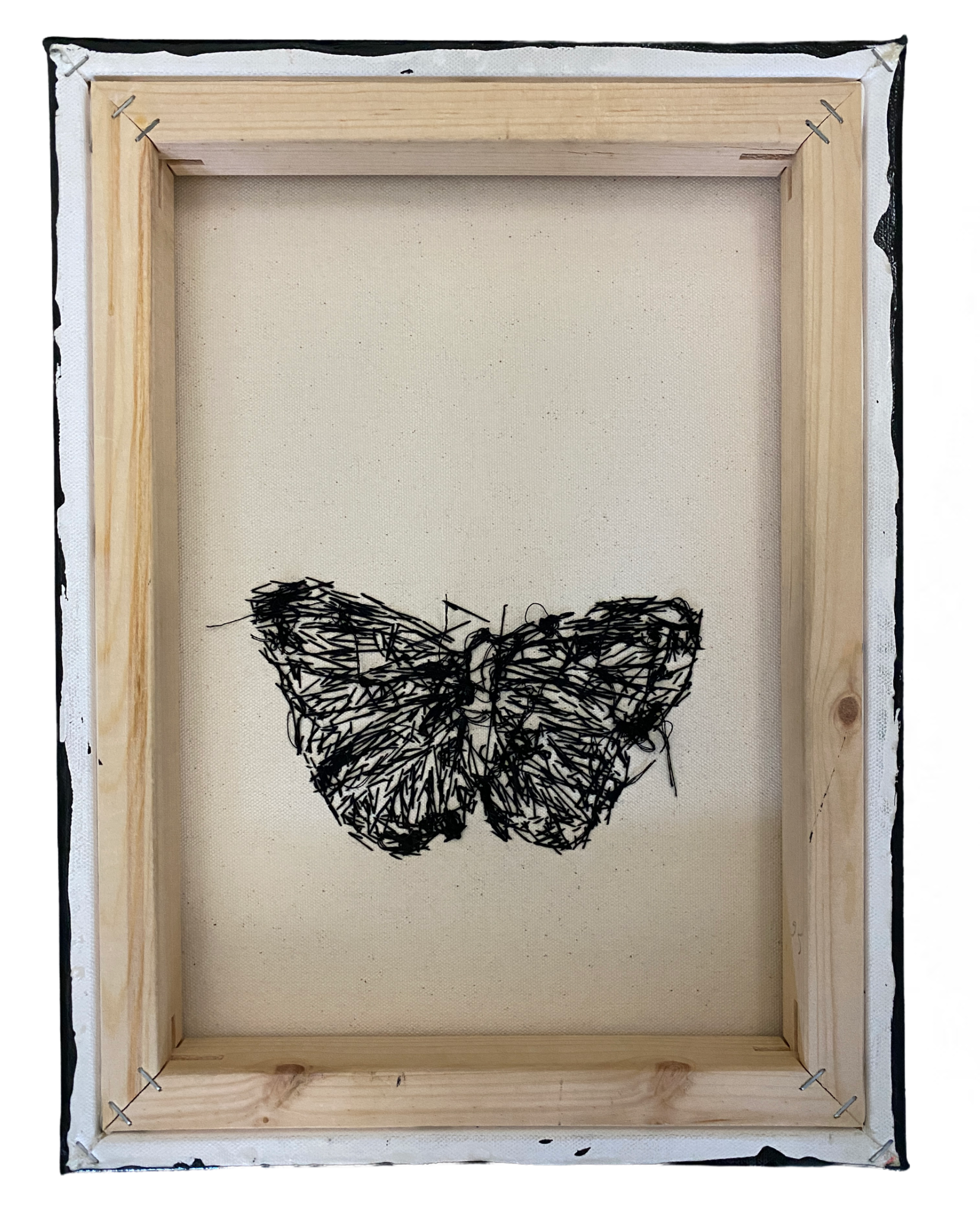 Specimen Blue - Painting With Beaded Butterfly Embellishment - Heather Freitas