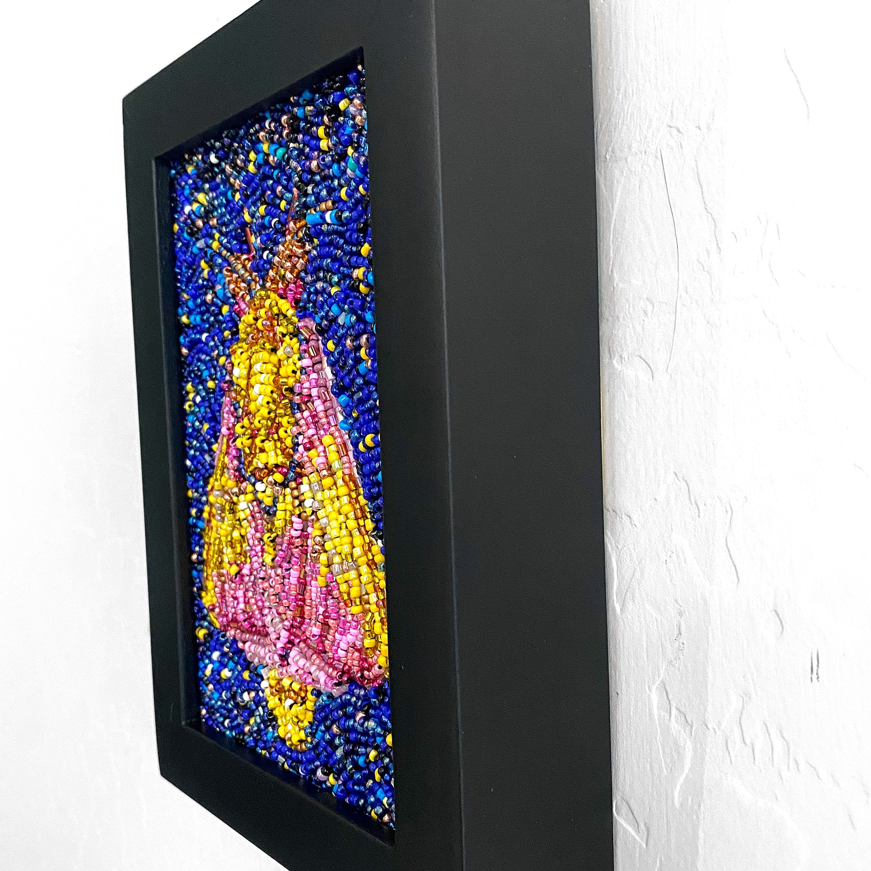 Strawberry Moth - Fully Beaded Artwork - Heather Freitas