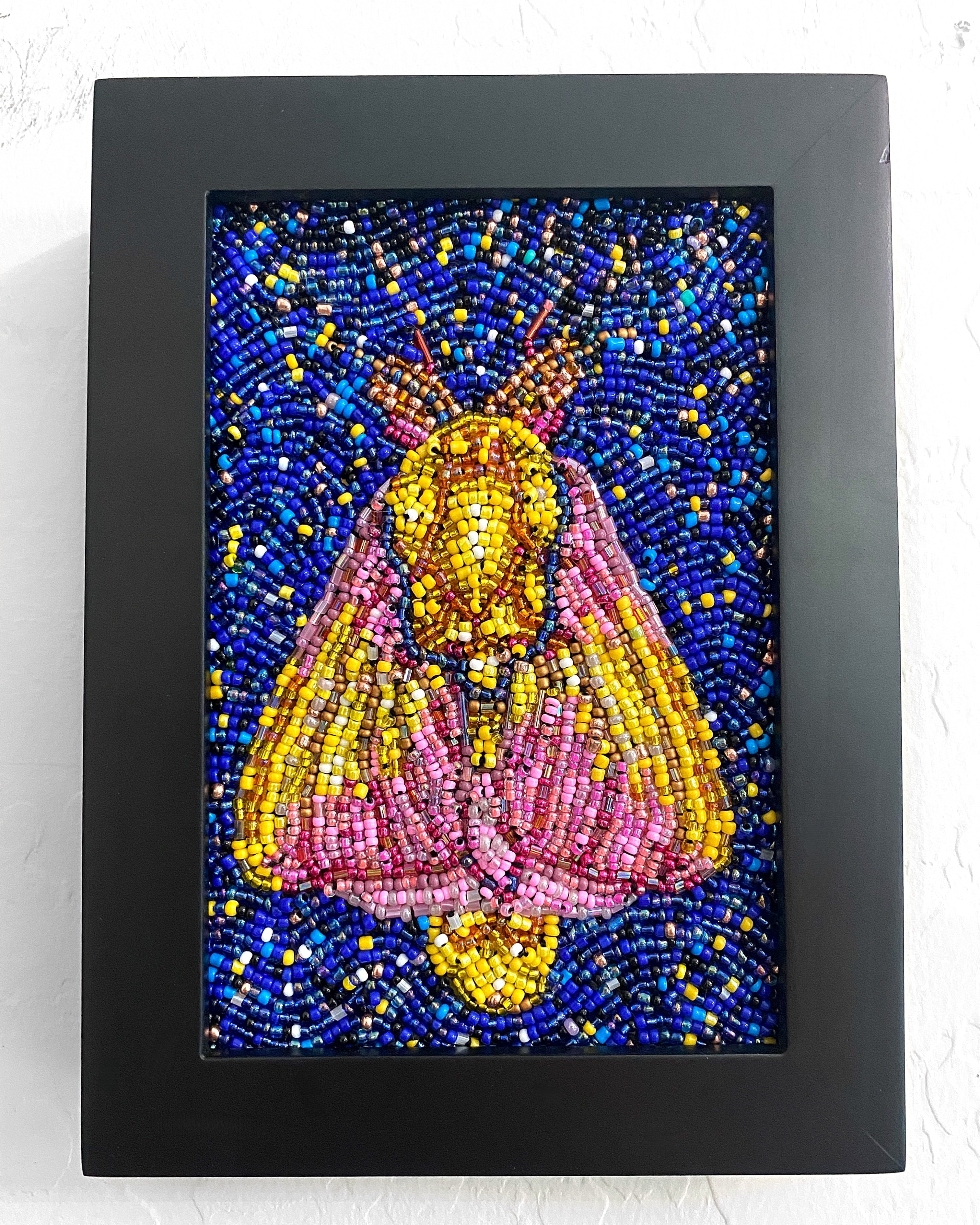 Strawberry Moth - Fully Beaded Artwork - Heather Freitas