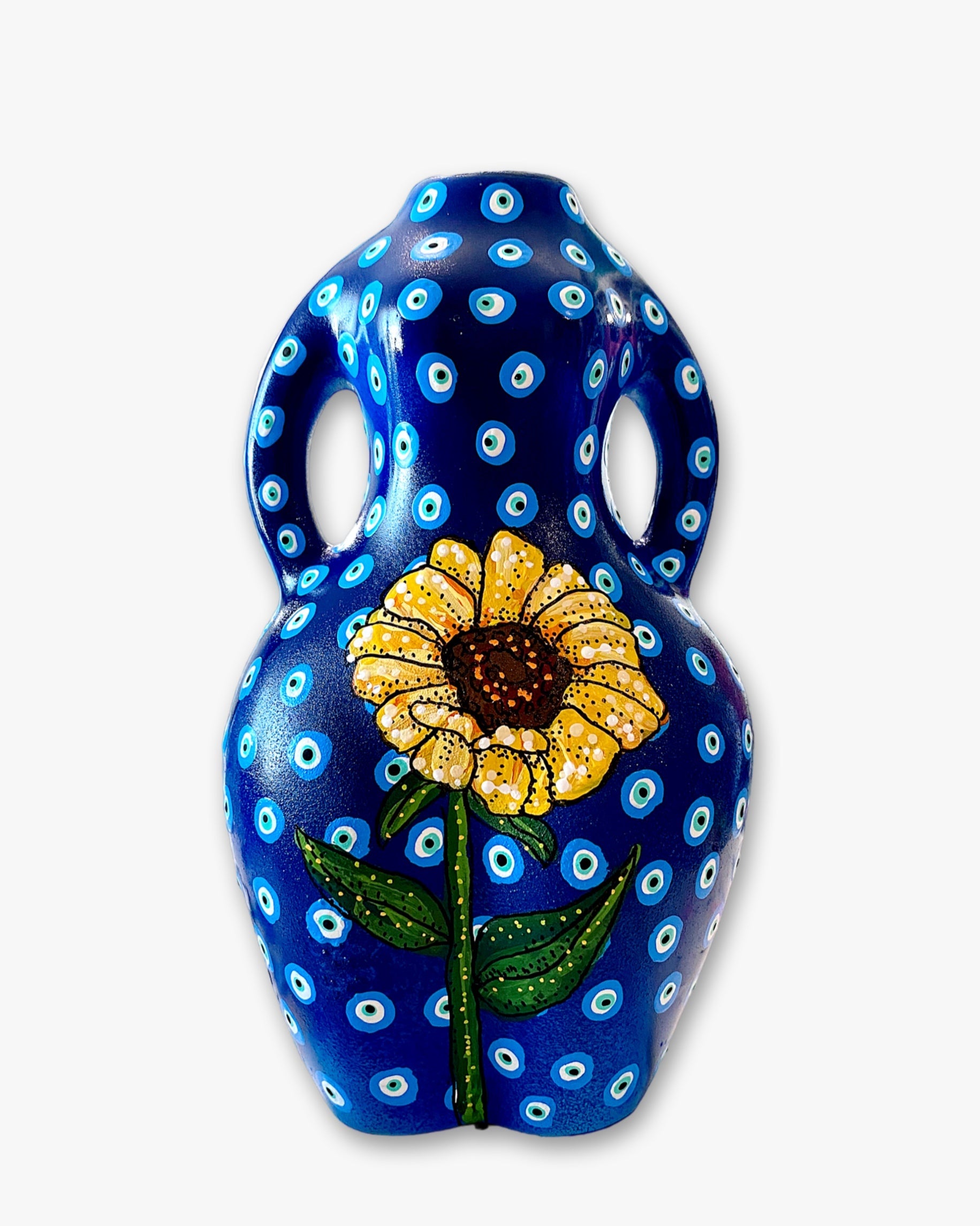 Sunflower Evil Eye Figurative Bud Vase