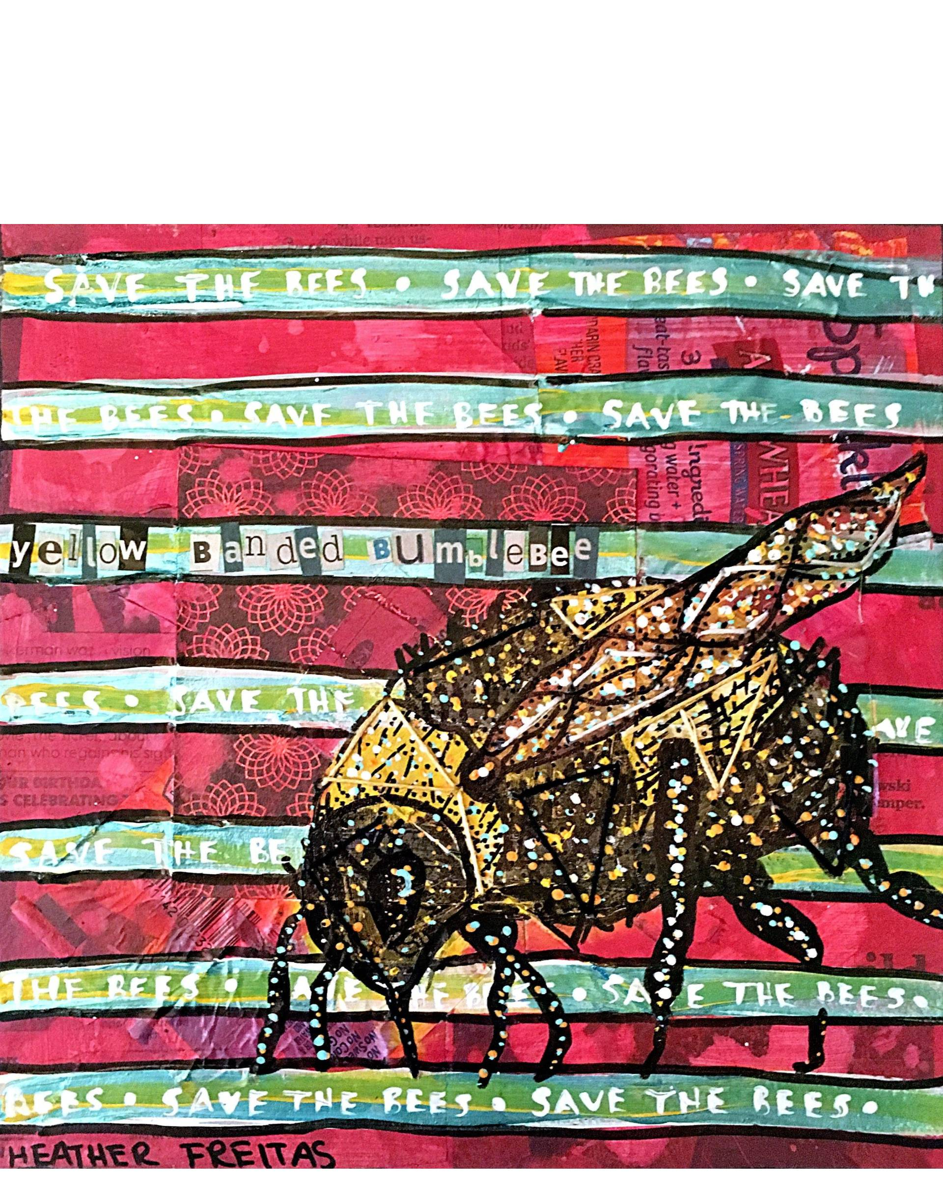 Yellow Banded Bumblebee - Original painting - Heather Freitas