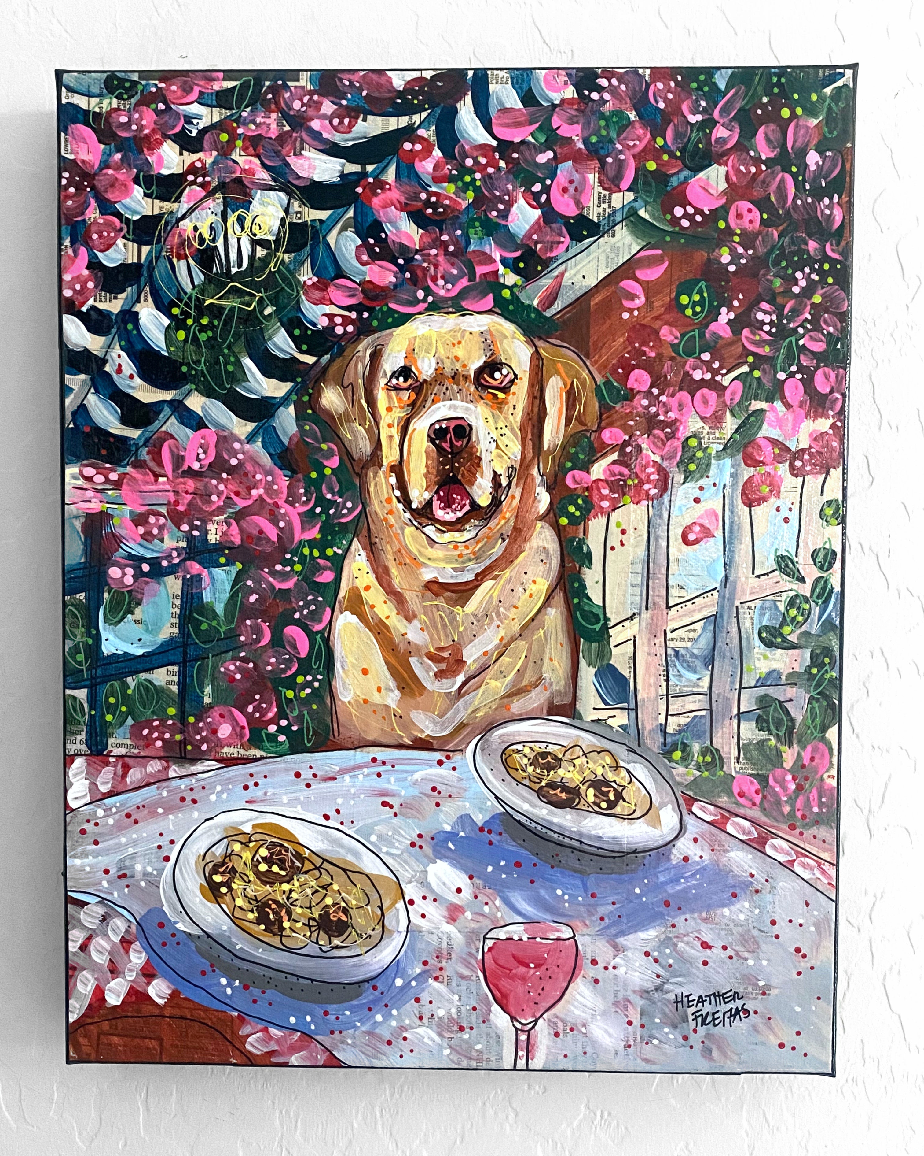 Yellow Labrador At Italian Restaurant - Heather Freitas