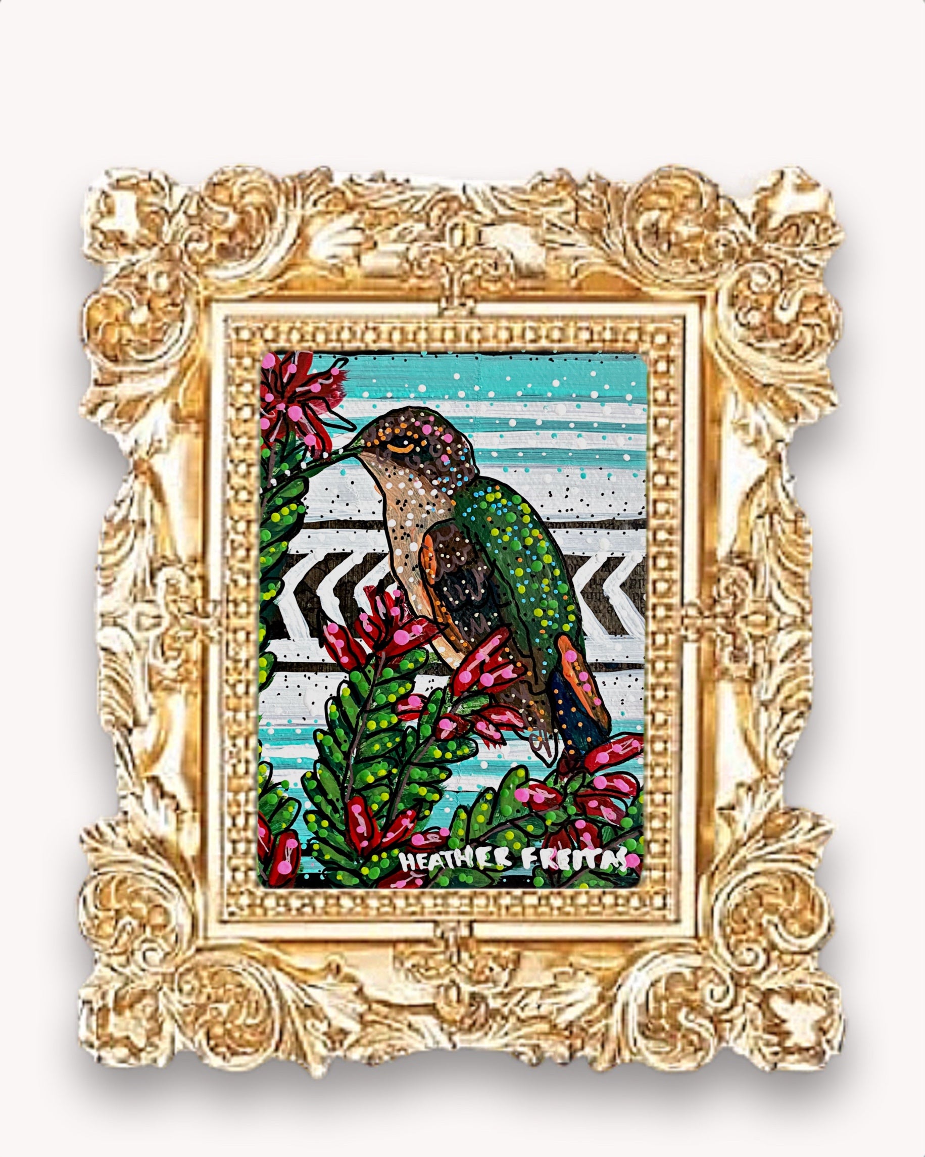 Ocotillo Hummingbird Framed Magnet ( Small )