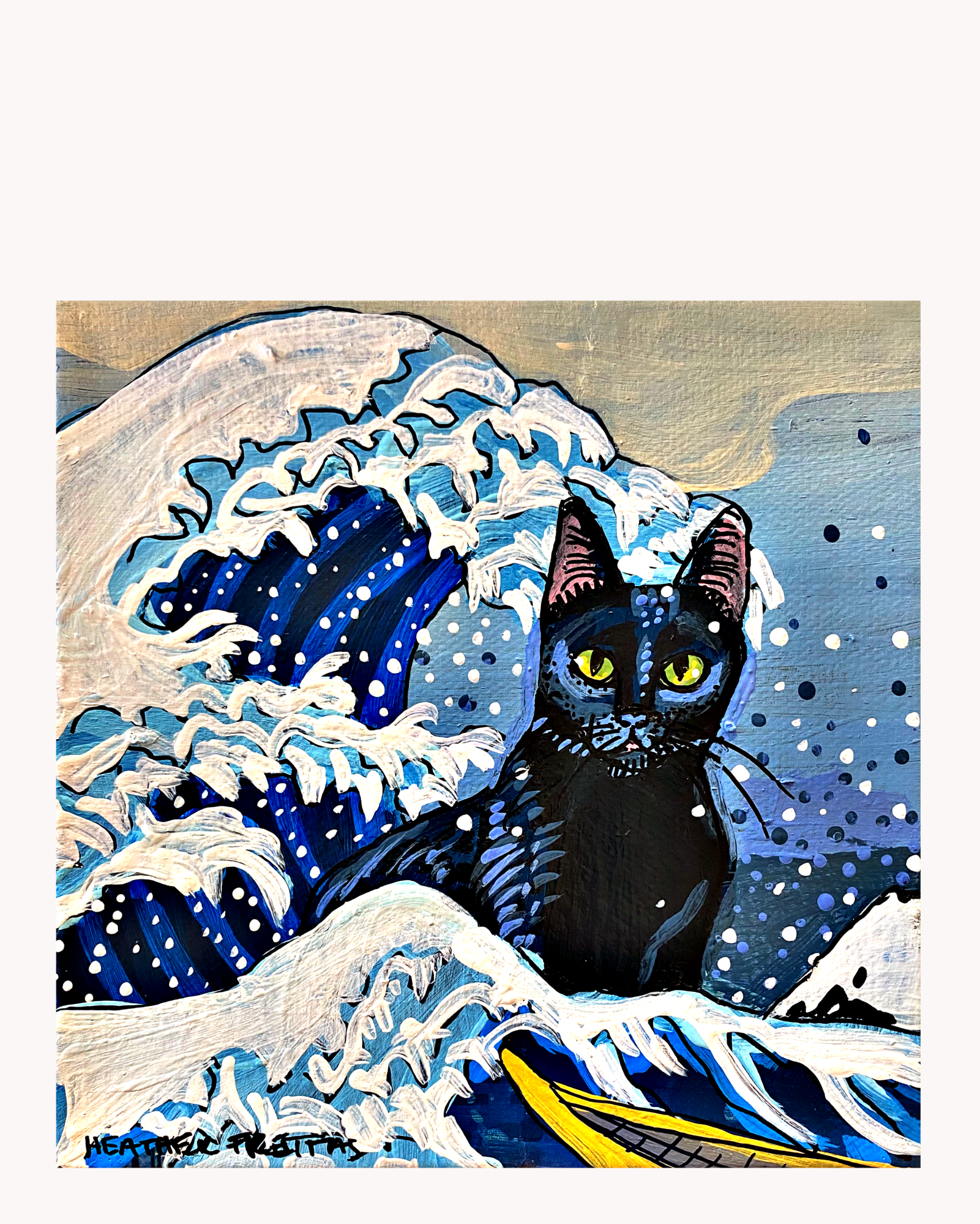 The Great Wave Cat Acrylic Tray
