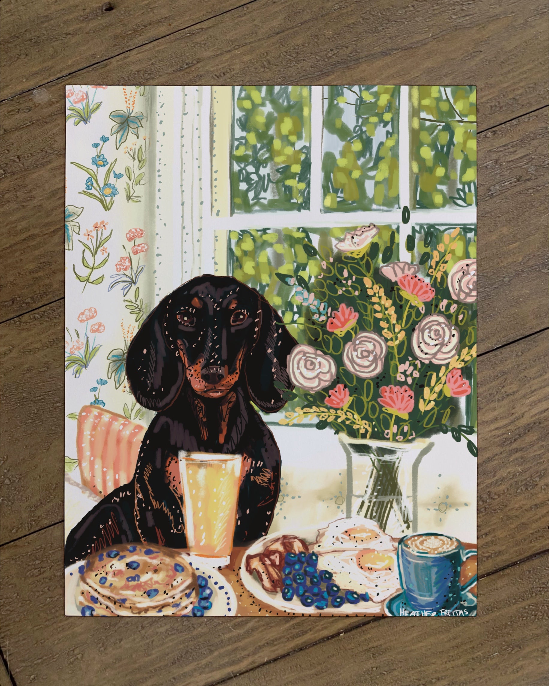 Build Your Own Dining Dog Art Print - Dachshund