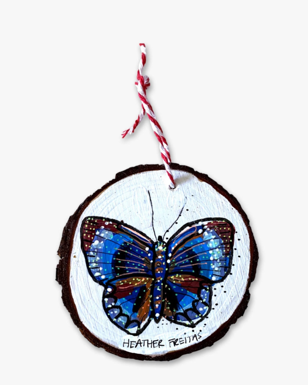 Frost White & Twilight Butterfly - Hand Painted Ornament