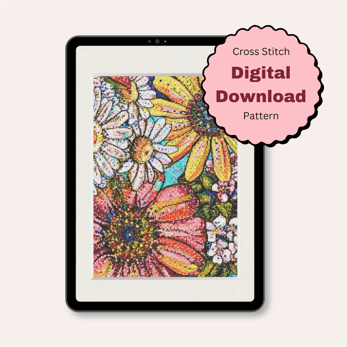 Flower Power Counted Cross Stitch Pattern ( Digital Download )