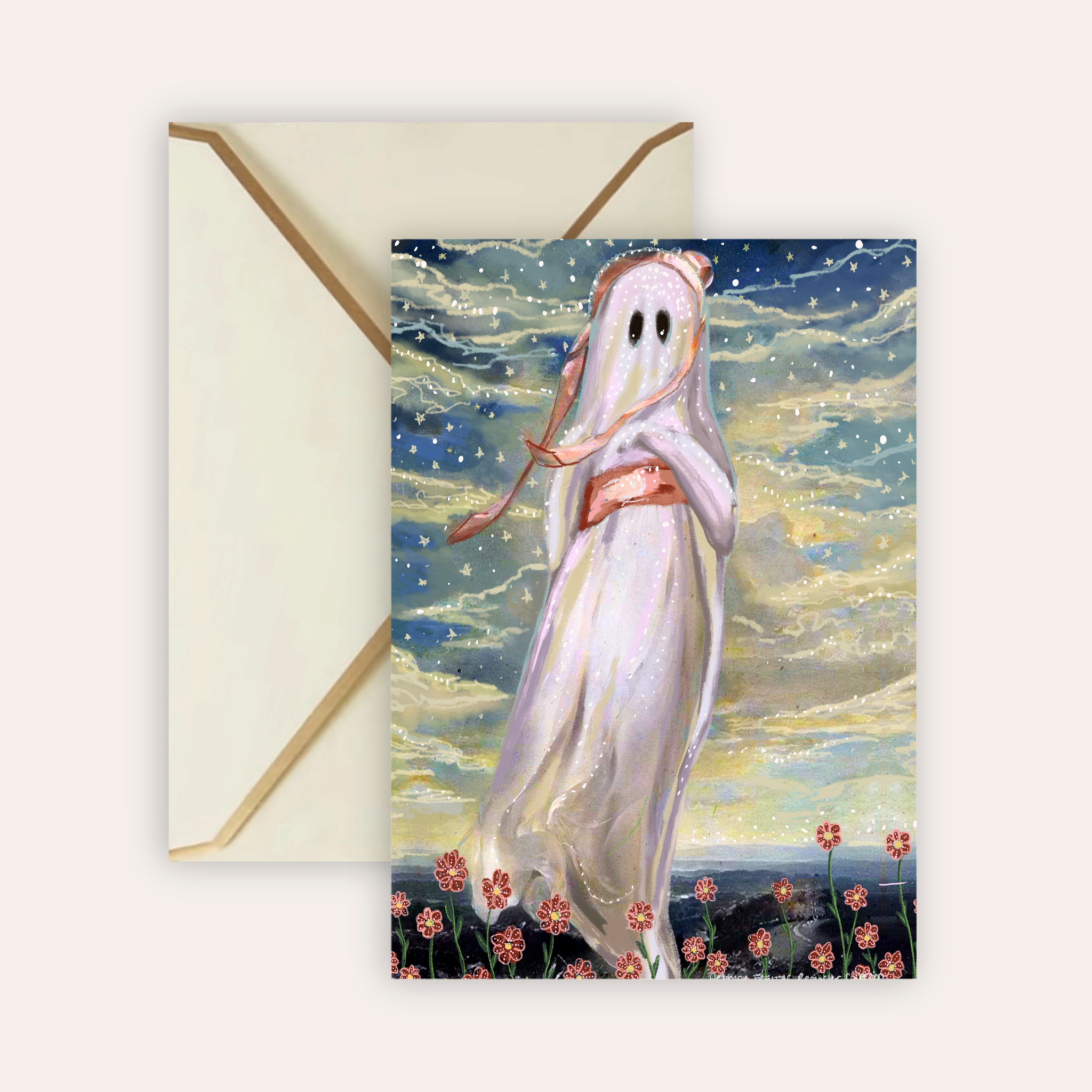 Pinkie Ghost Fine Art Greeting Card