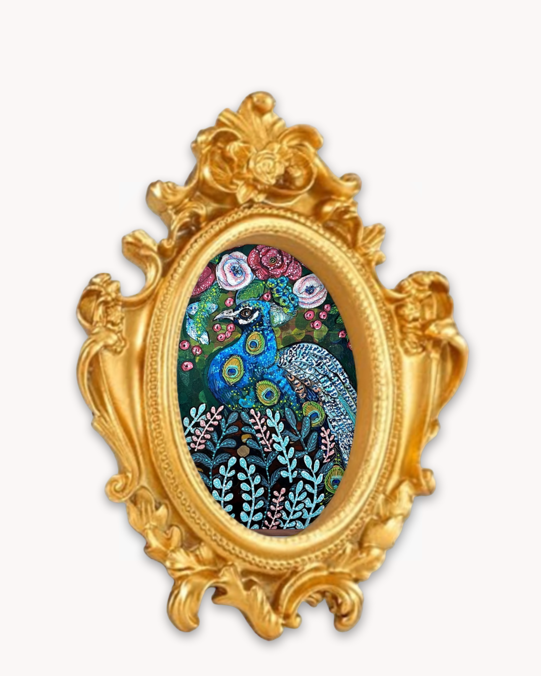 Blue Boy Peacock Framed Magnet ( Small )