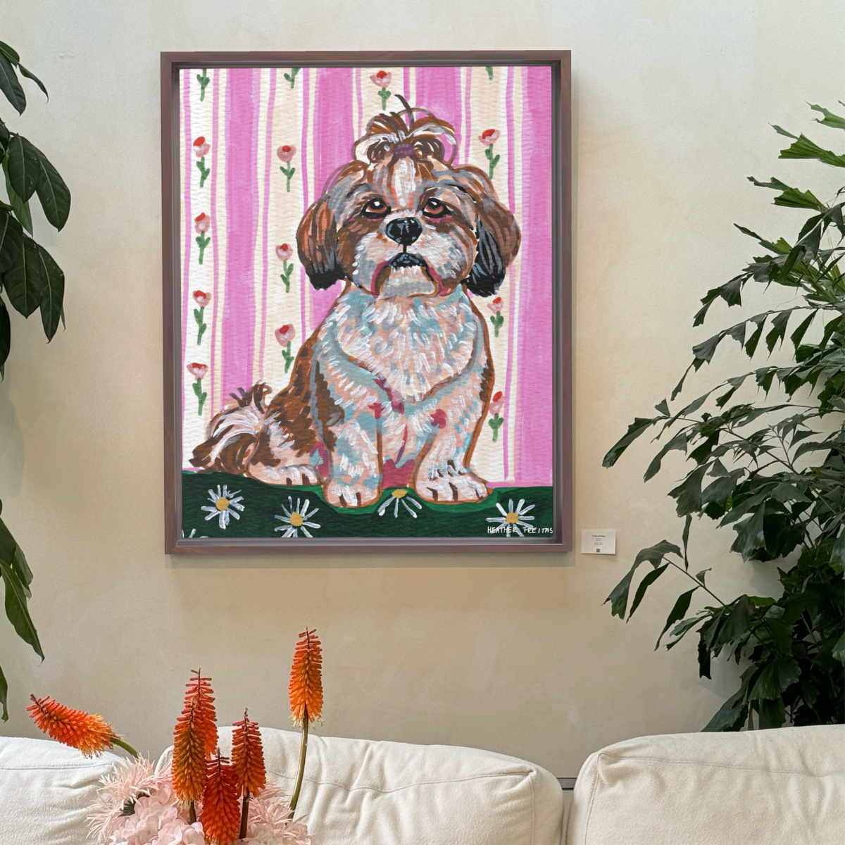 Shih Tzu Dog Framed Fine Art Canvas Print