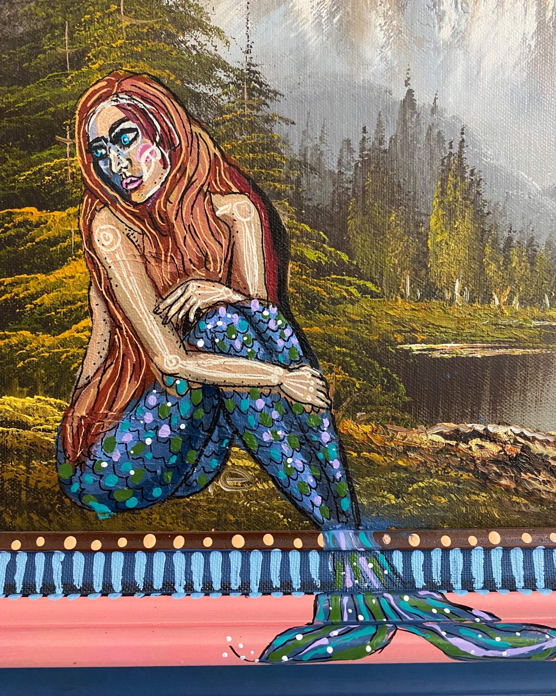 Siren song ( Original Painting - Painted Thrifted Painting ) - Heather Freitas - fine art home deccor