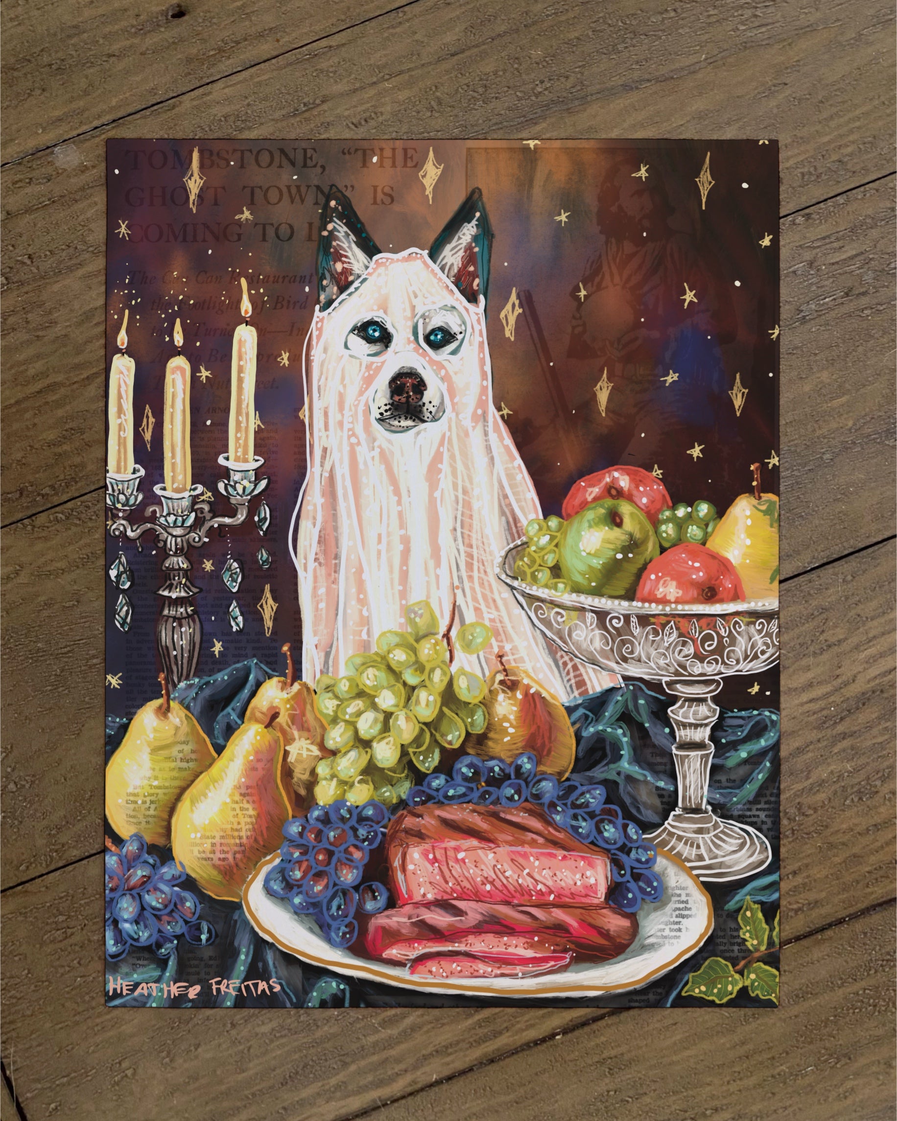 Husky - Build Your Own Dining Dog Paper Print