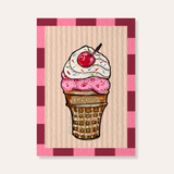 Strawberry Ice Cream Cone Mini Fine Art Print