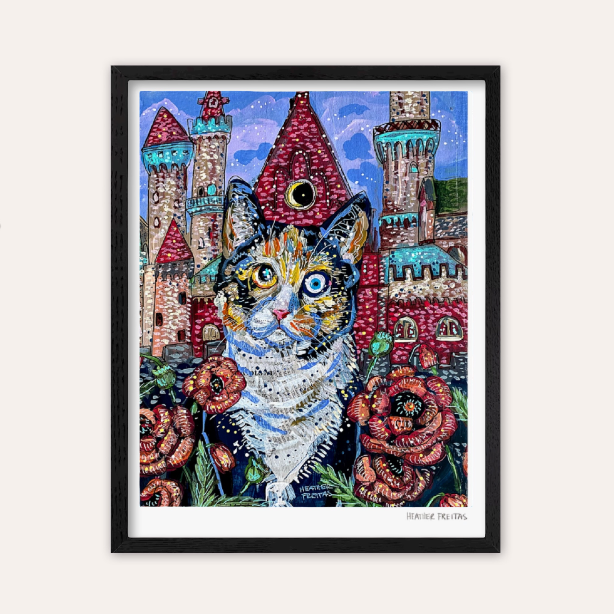 Poppy Calico Castle Cat Fine Art Print
