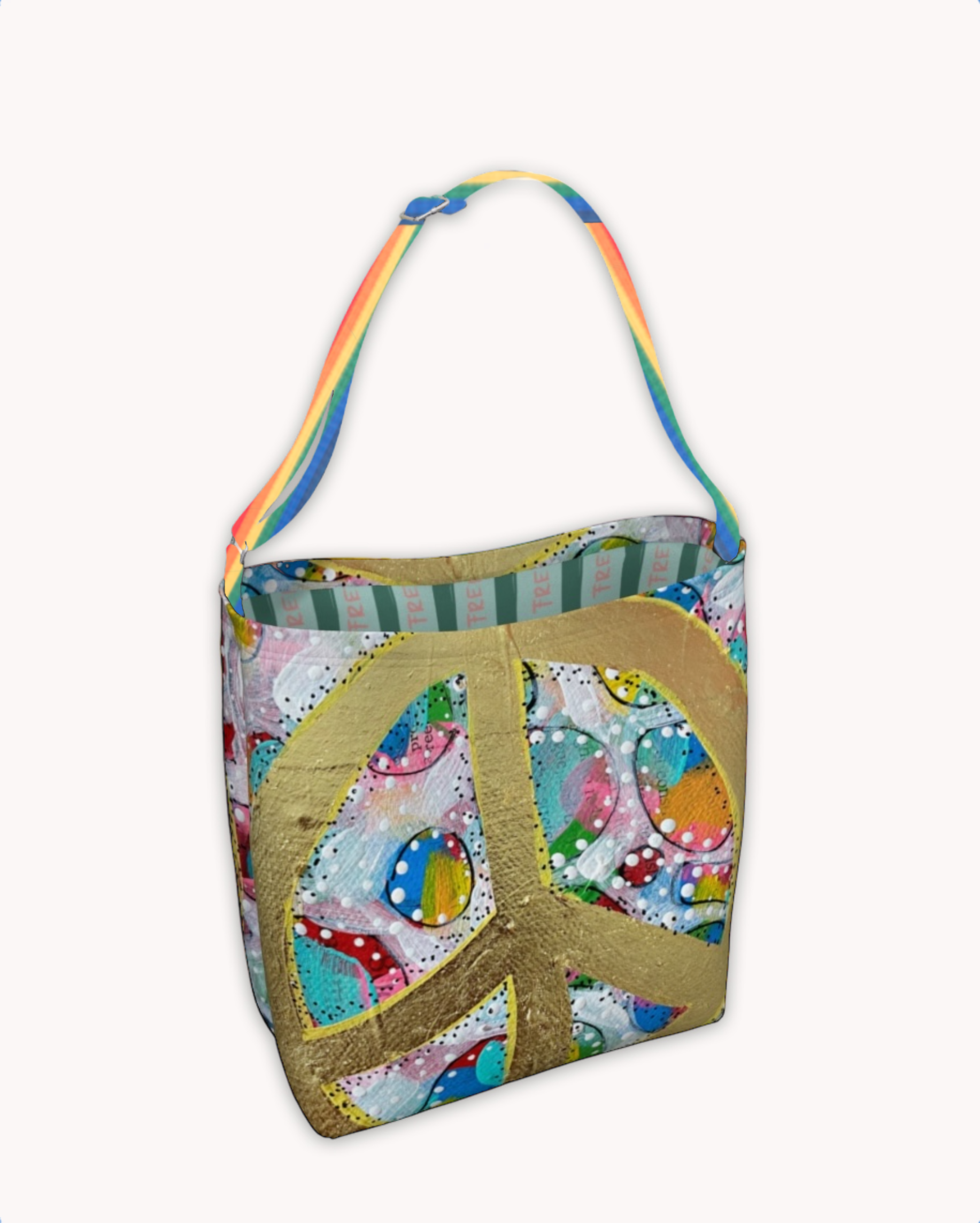 Gold Glam Peace Sign Tote